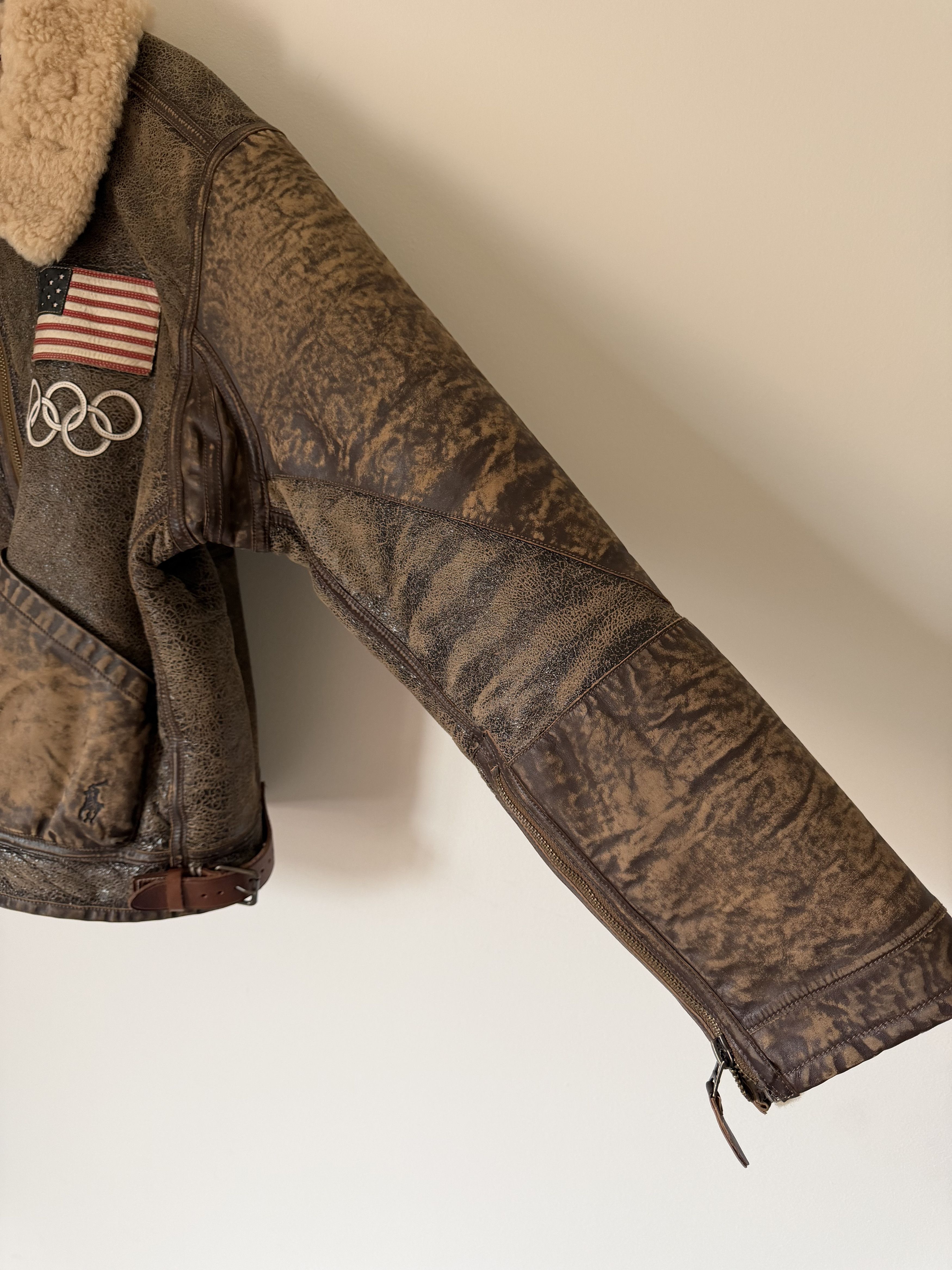Polo Ralph Lauren Polo Ralph Lauren Team USA Shearling Leather Jacket Brown Size US XXL / EU 58 / 5 - 4 Thumbnail