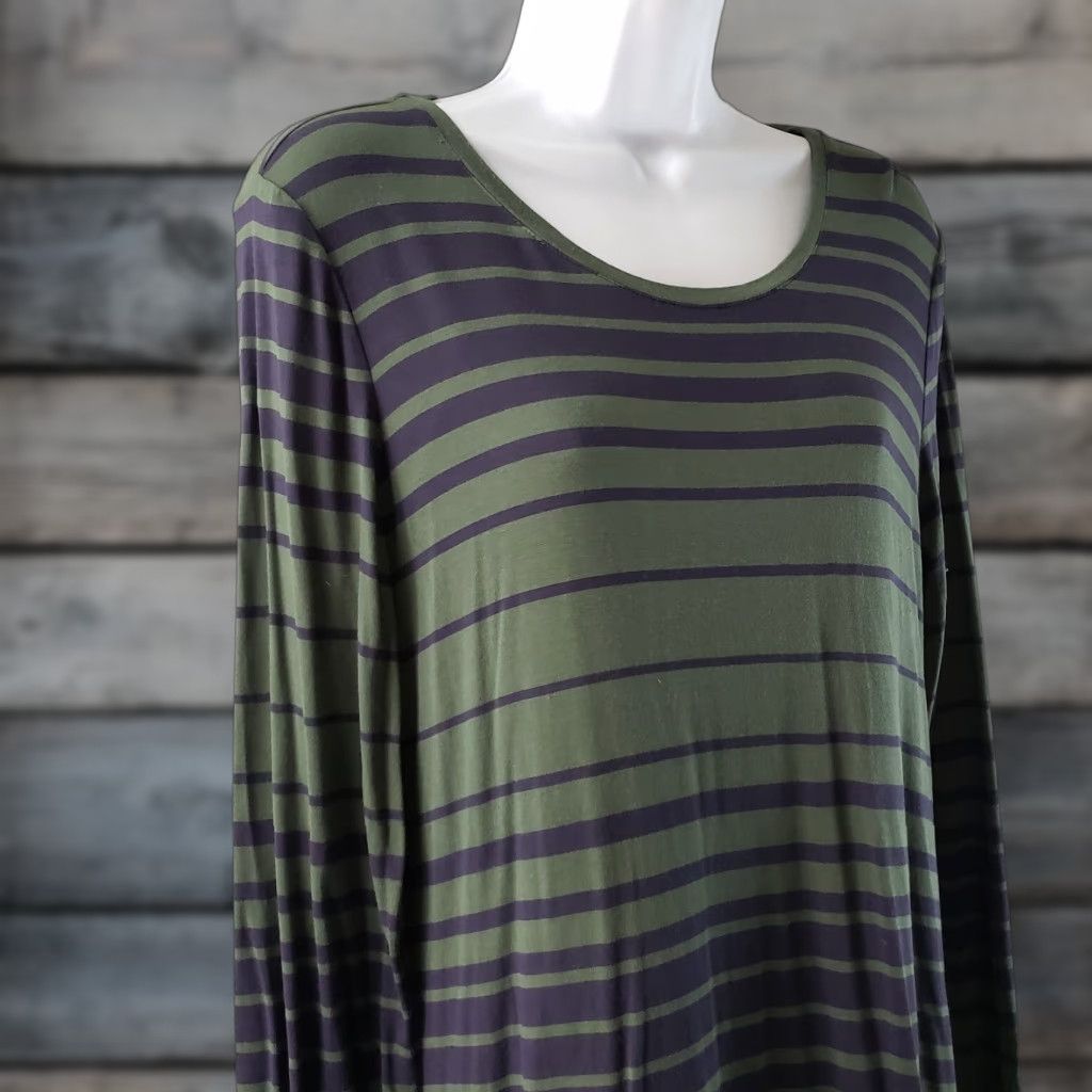 Vintage LOGO by Lori Goldstein Womens Tunic Top Sz M Blue Green Stripe Long Sleeve Shirt Blouse Category Tunic Mens Womens Size M / US 6-8 / IT 42-44 - 1 Thumbnail