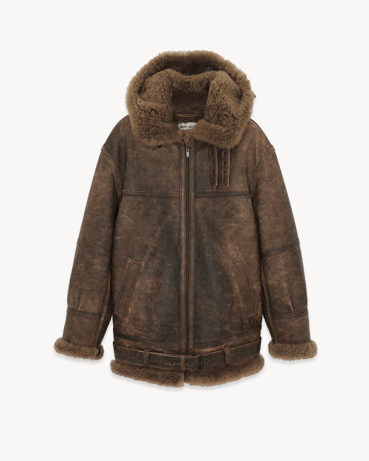 Saint Laurent Paris aviator jacket in aged lambskin and shearling Size S / US 4 / IT 40 - 1 Thumbnail