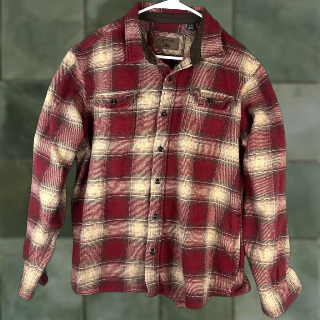 Orvis Orvis Shirt Mens XL Red Plaid Flannel Button Front Long Sleeve Pockets Outdoor Size US XL / EU 56 / 4 - 1 Thumbnail