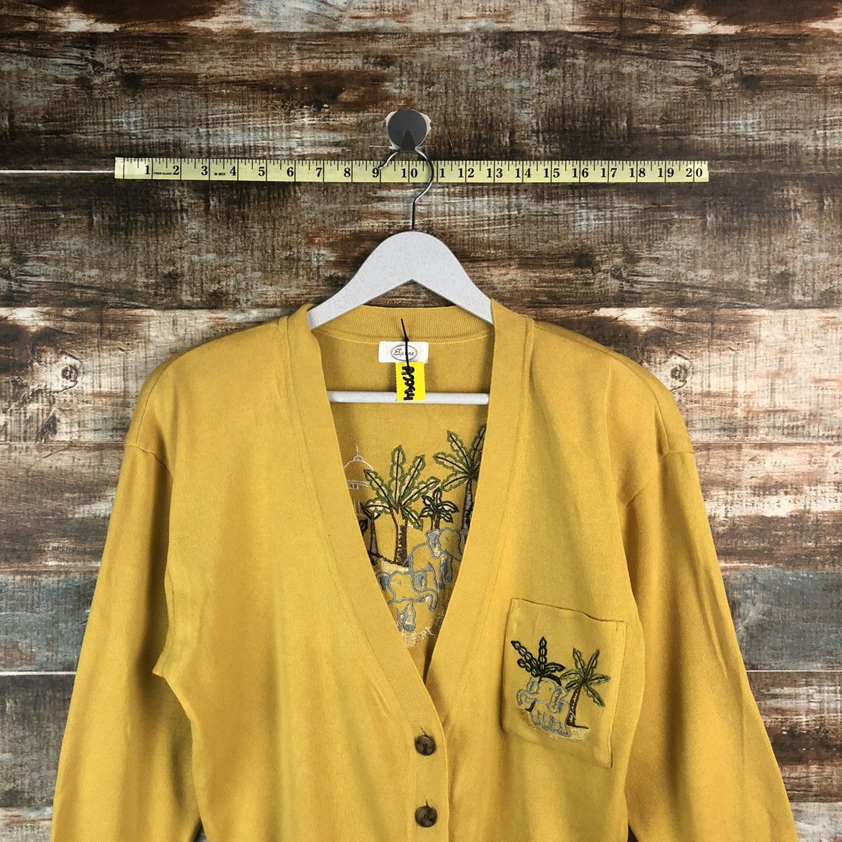 Japanese Brand × Vintage Eljuone elephant Yellow Cardigan Knitwear #A2284 Size M / US 6-8 / IT 42-44 - 2 Thumbnail