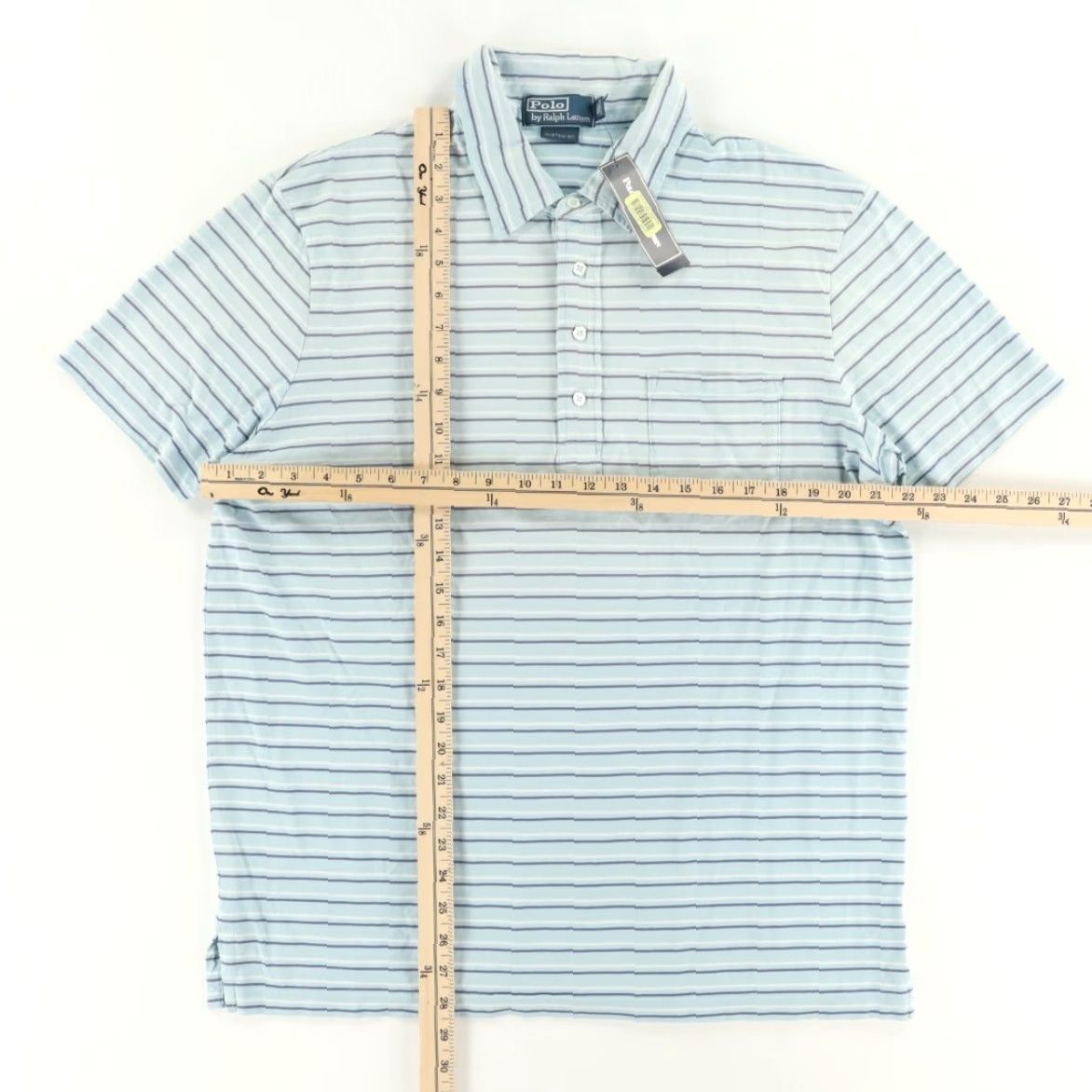 Polo Ralph Lauren Polo Ralph Lauren Lightweight Cotton Striped Polo Shirt Blue Men's XL Shirt Size US XL / EU 56 / 4 - 3 Thumbnail
