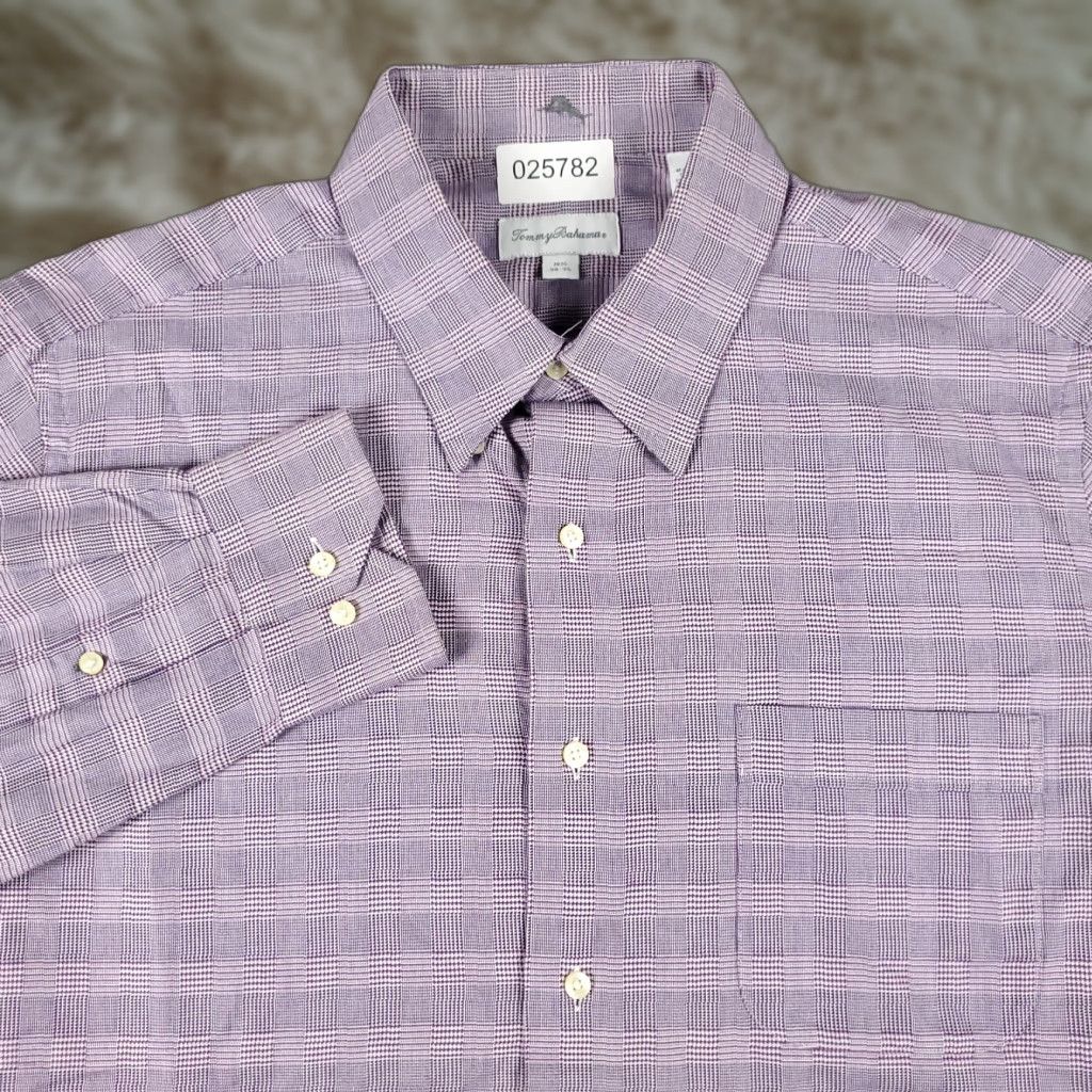 Tommy Bahama Tommy Bahama Dress Shirt Mens 16.5 Purple Plaid Long Sleeve Button Up Casual Workwear Size 42R - 1 Thumbnail