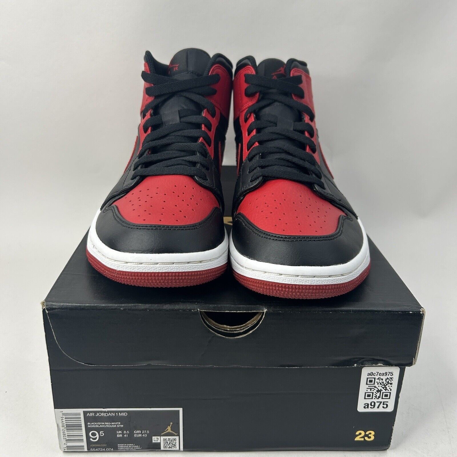 Nike Nike Air Jordan 1 Mid Retro “Banned/Bred” 2024 Size US 9.5 / EU 42-43 - 2 Thumbnail