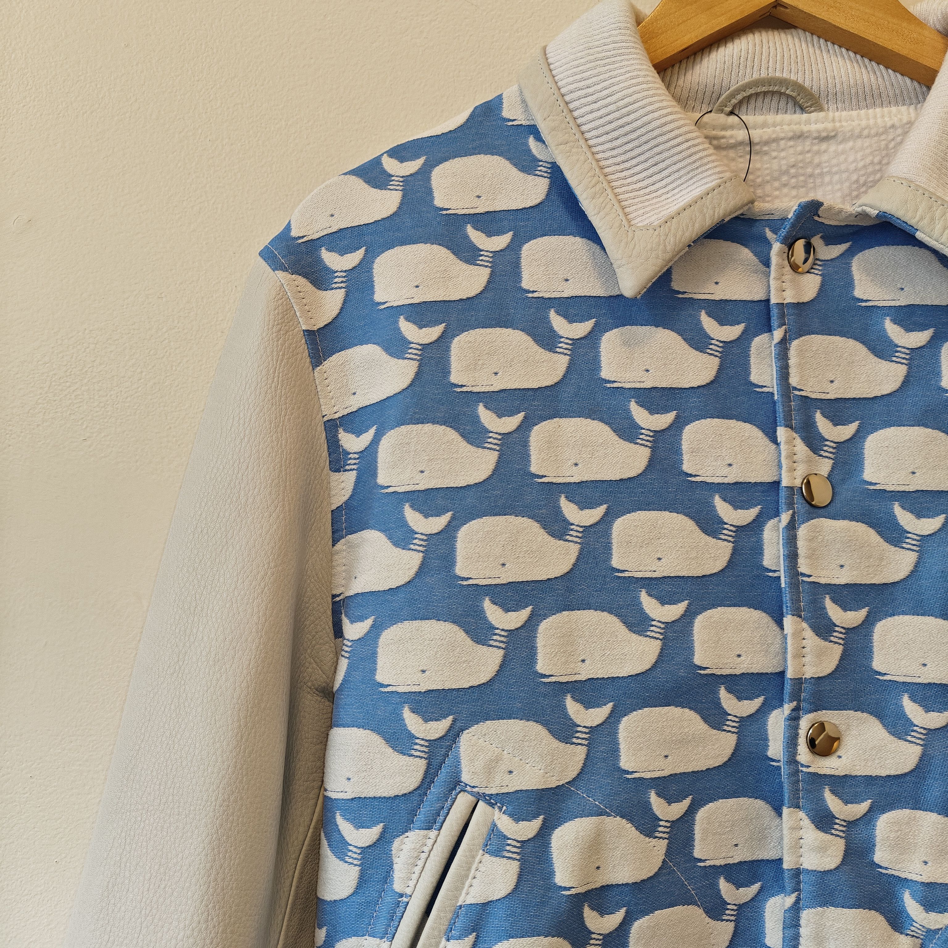 Thom Browne Archive Whale Leather Varsity Jacket (Made In USA) Size US S / EU 44-46 / 1 - 4 Thumbnail