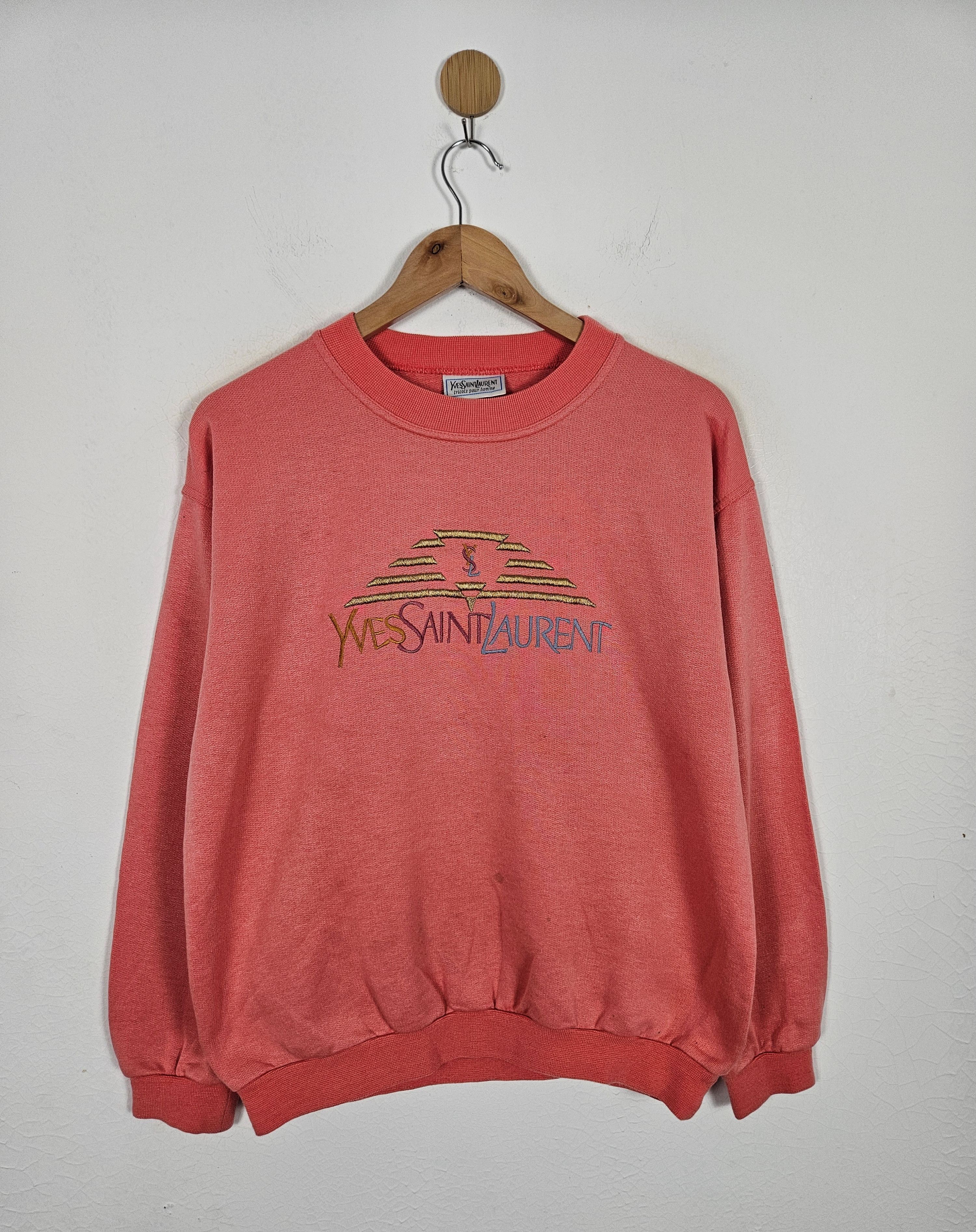 Vintage Yves Saint Laurent Tricots Pour Homme Embroidery Sweatshirt Size US M / EU 48-50 / 2 - 1 Thumbnail