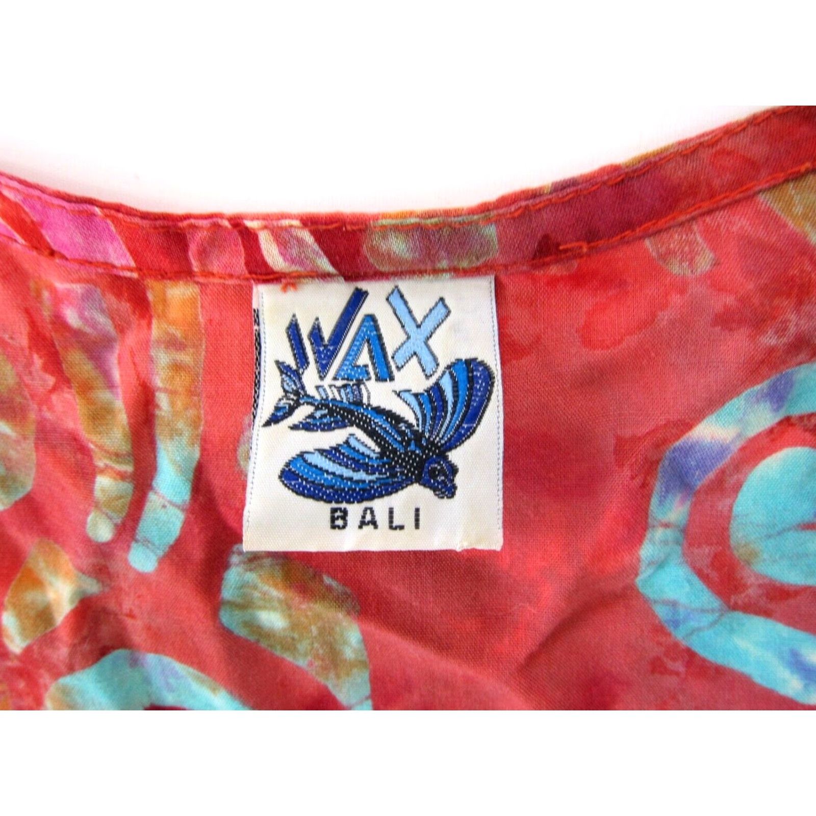 Vintage Vintage Wax Bali Dress Tunic Smock 100% Rayon Pink Blue Tie Dye Short Sleeve M Womens Size 32" / US 10 / IT 46 - 3 Thumbnail