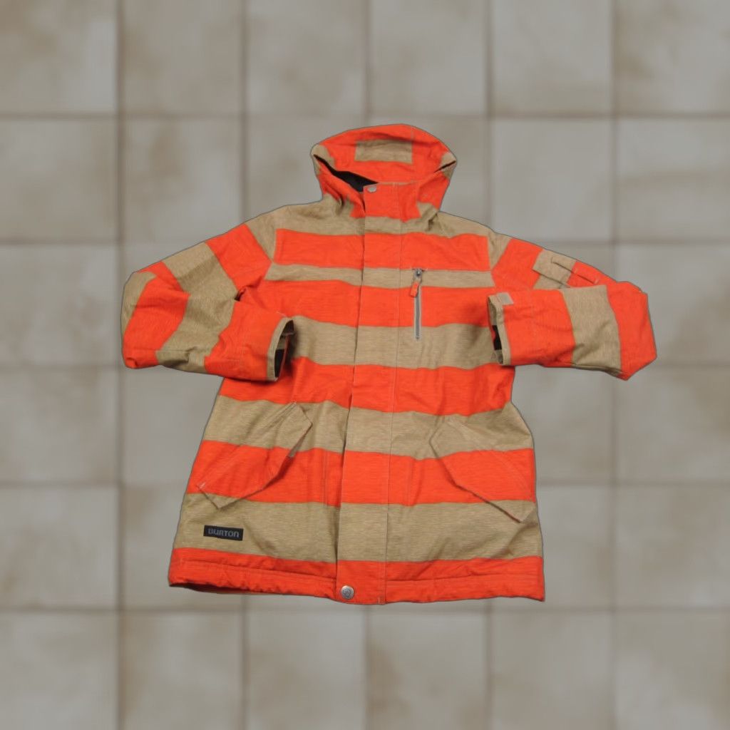 Burton Burton Jacket Mens Small Orange Striped Hooded DryRide Snowboard Ski Windbreaker Lining Polyester Regular-Size Clothing Outdoors Mens Size US S / EU 44-46 / 1 - 1 Thumbnail