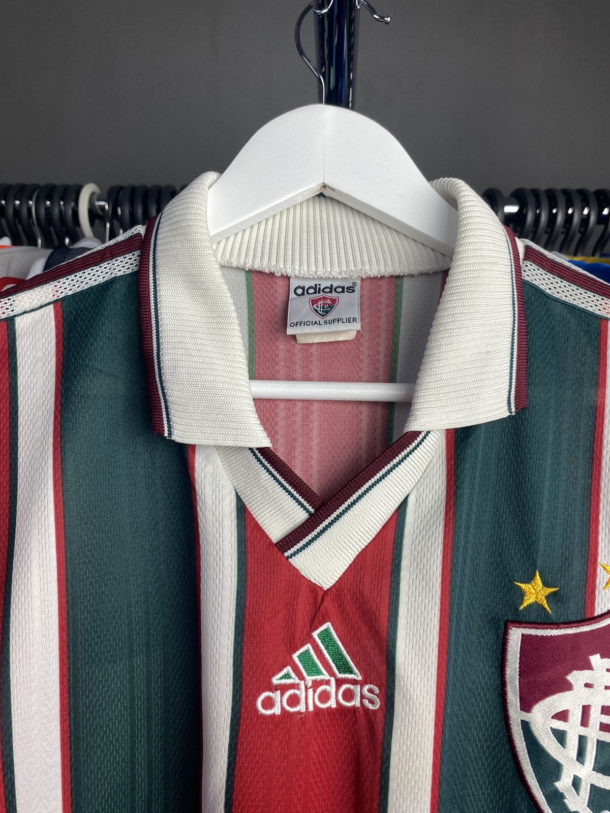 Adidas 1998/00 ADIDAS FLUMINENCE HOME SOCCER FOOTBALL JERSEY SHIRT Size US L / EU 52-54 / 3 - 5 Thumbnail