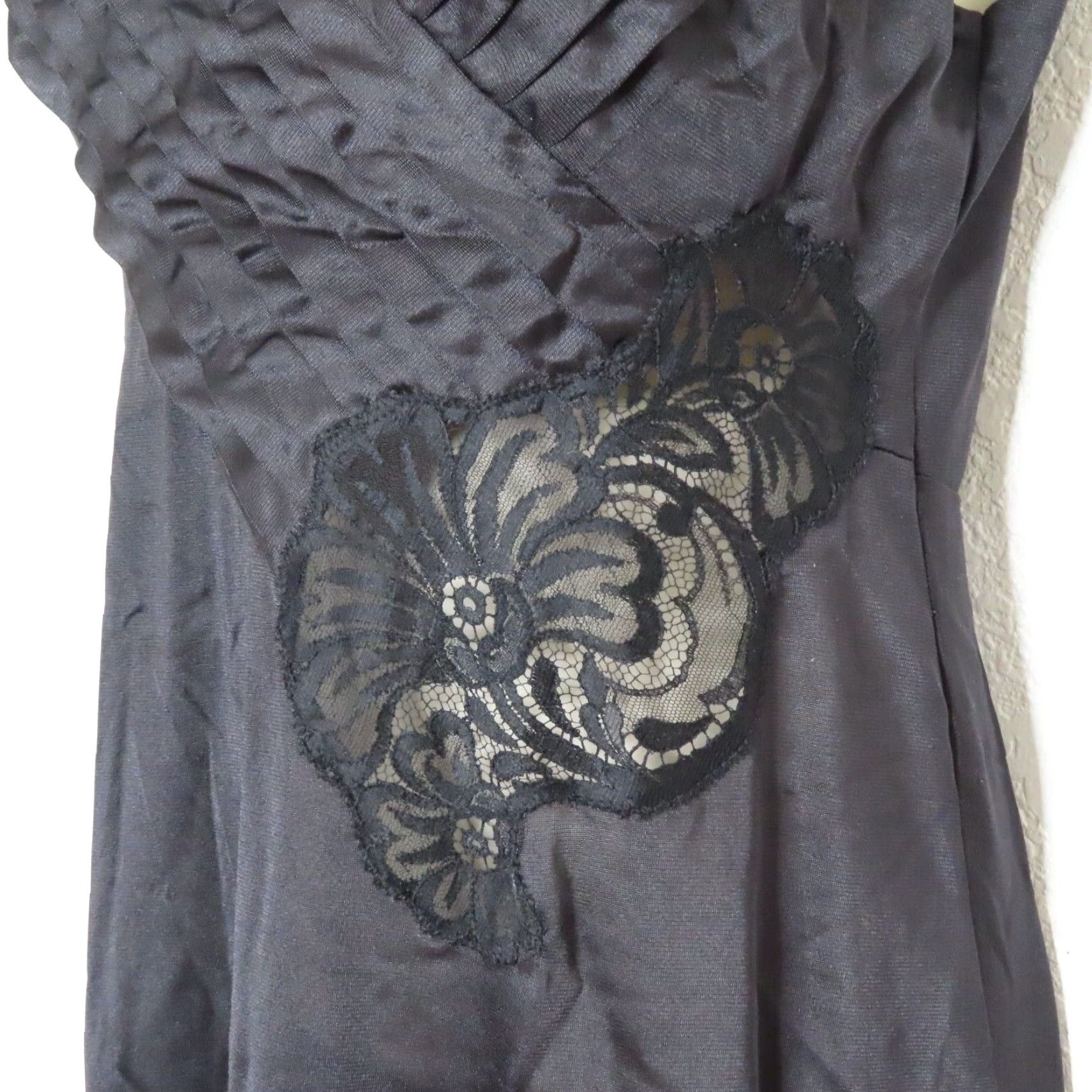 Vintage Lily of France Rosa Puleo 8779 Women Small Black Pleated Lace Nightgown VTG Shirt Size ONE SIZE - 4 Thumbnail