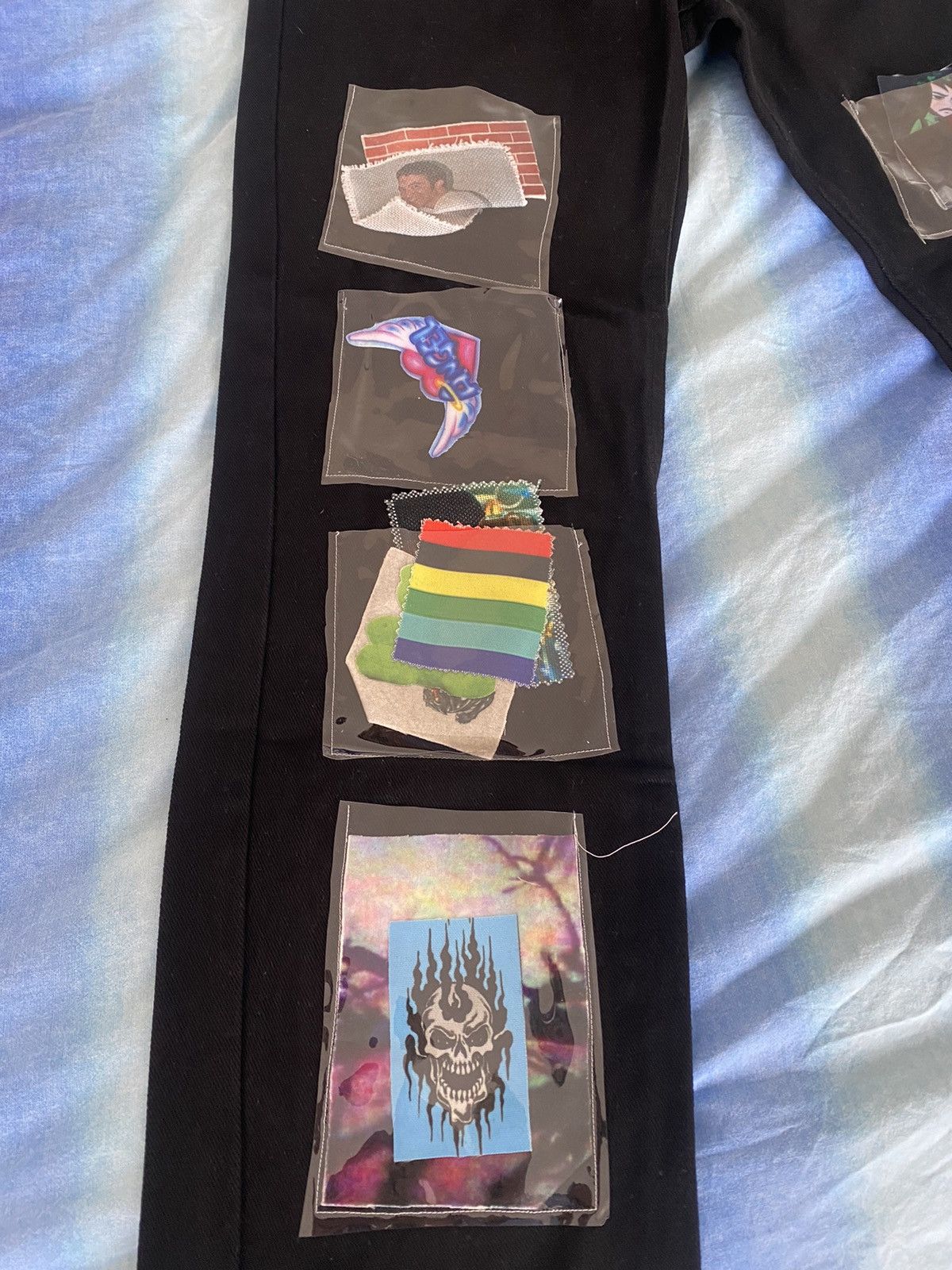 Left Hand Custom Made Black Jeans with Sticker Pockets Size US 36 / EU 52 - 2 Thumbnail