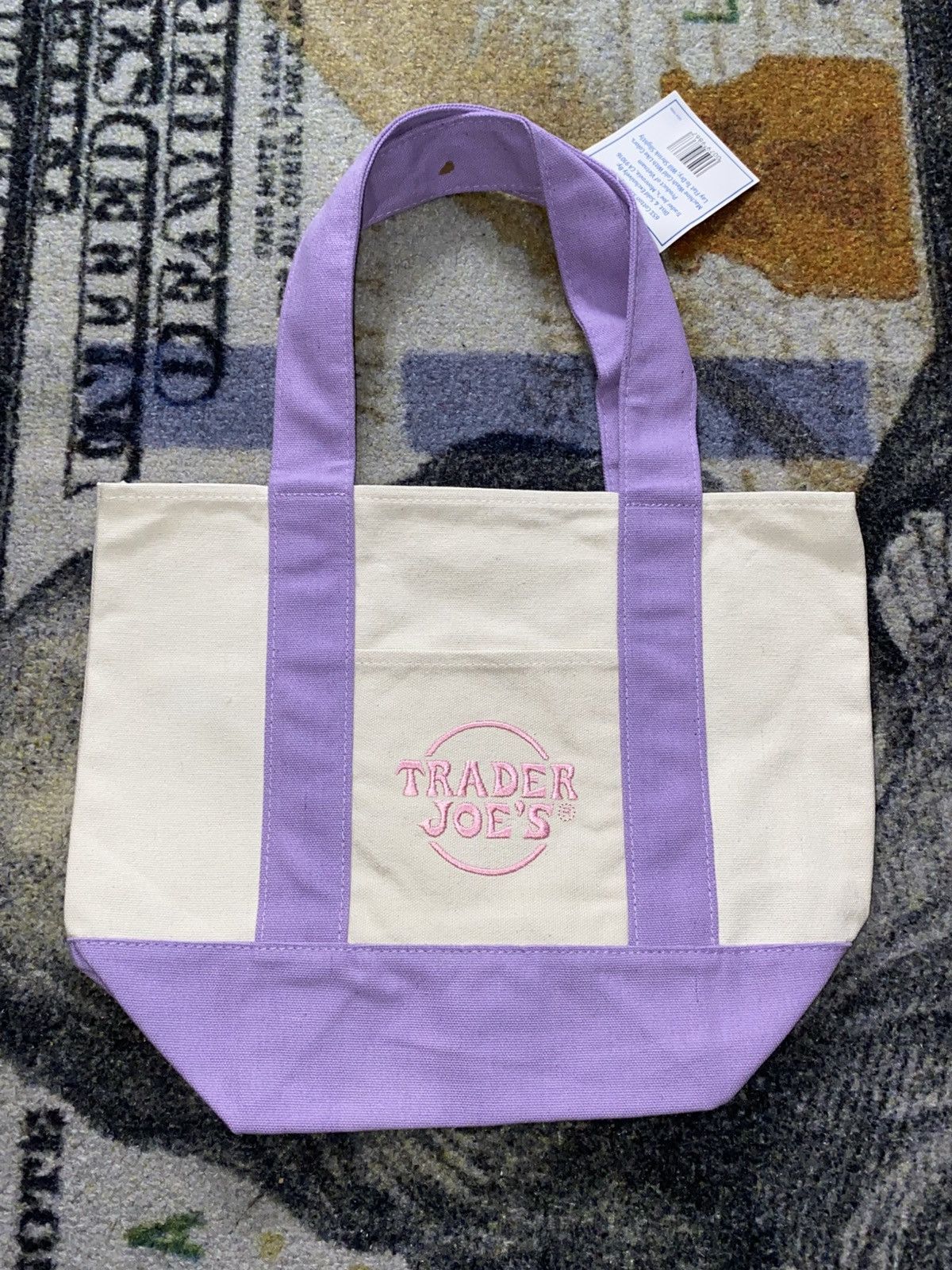 Random Trader Joes Mini Canvas Tote Bag in Purple, Men's