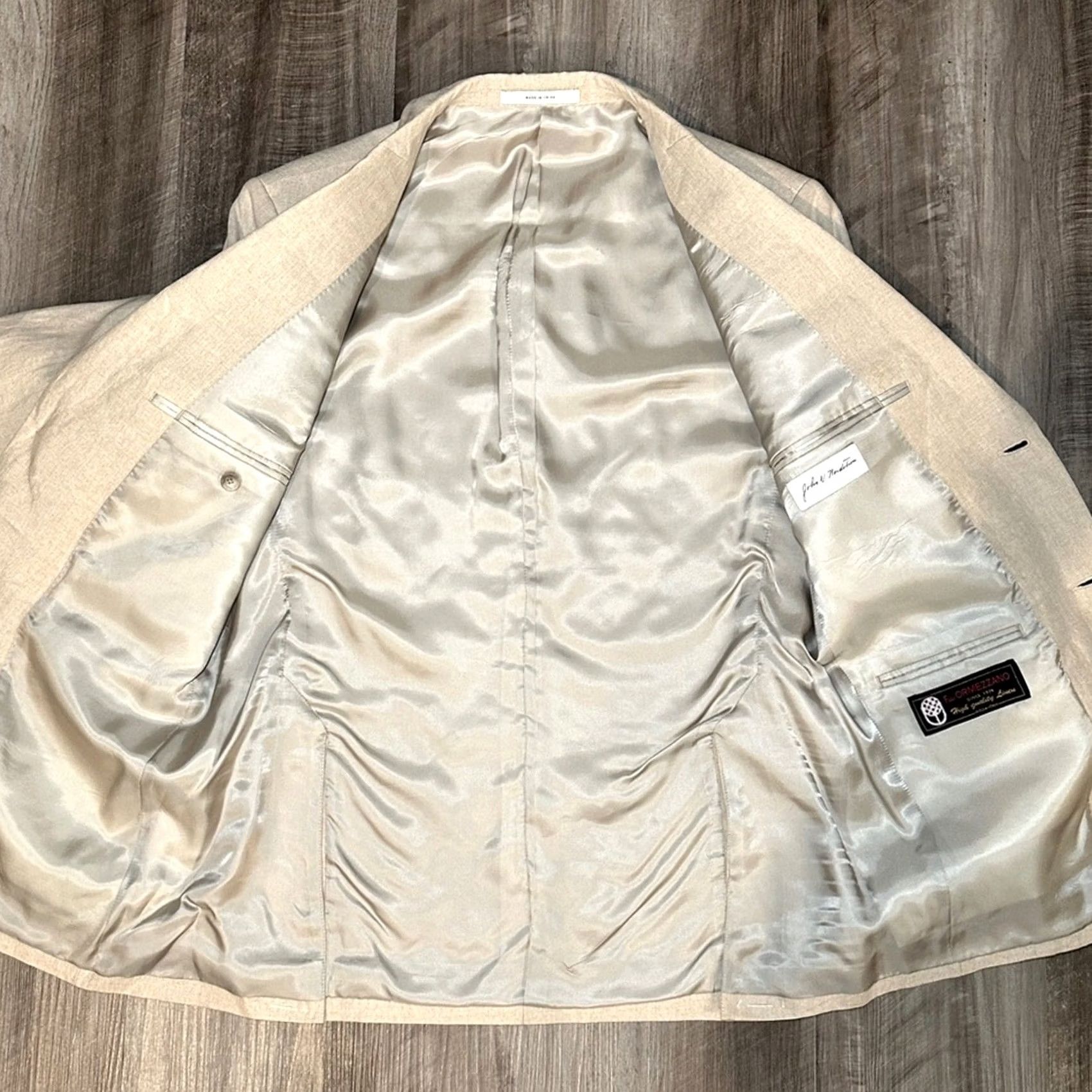 Nordstrom John W. Nordstrom Ormezzano Line Blazer Sport Coat 40R Mens Linen Cream 2 Piece Vintage Style 40R Mens Size 40R - 6 Thumbnail