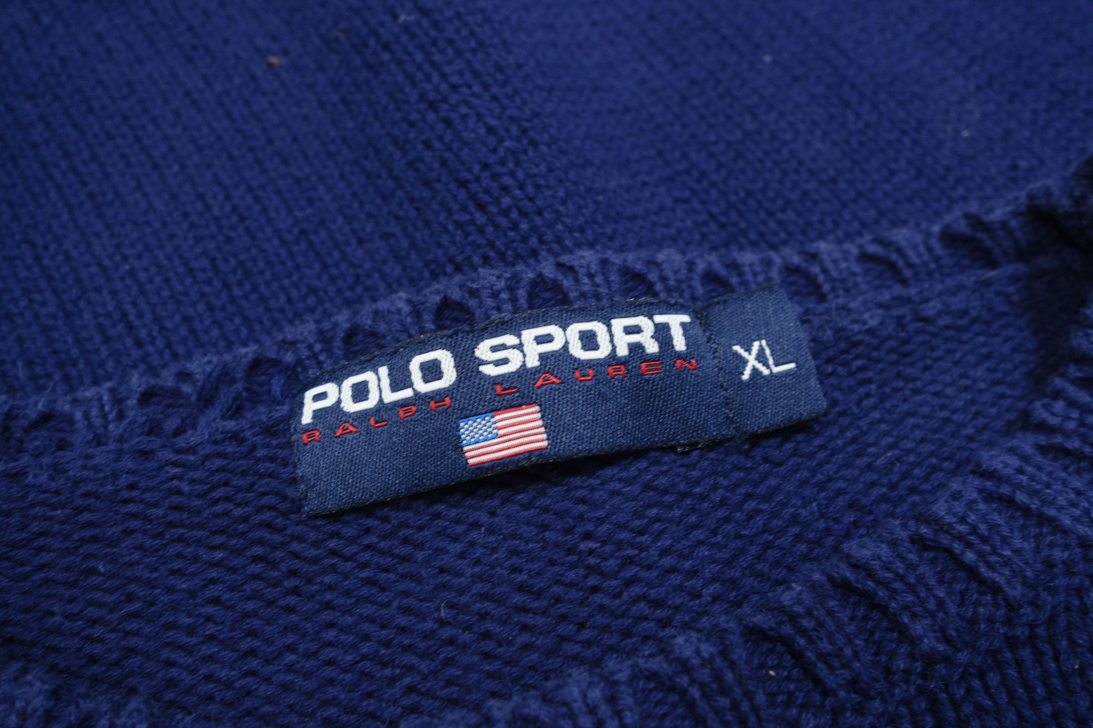 Polo Ralph Lauren 90s Polo Sport Big Logo USA Flag Embroidered Knit Sweater Size US XL / EU 56 / 4 - 7 Thumbnail