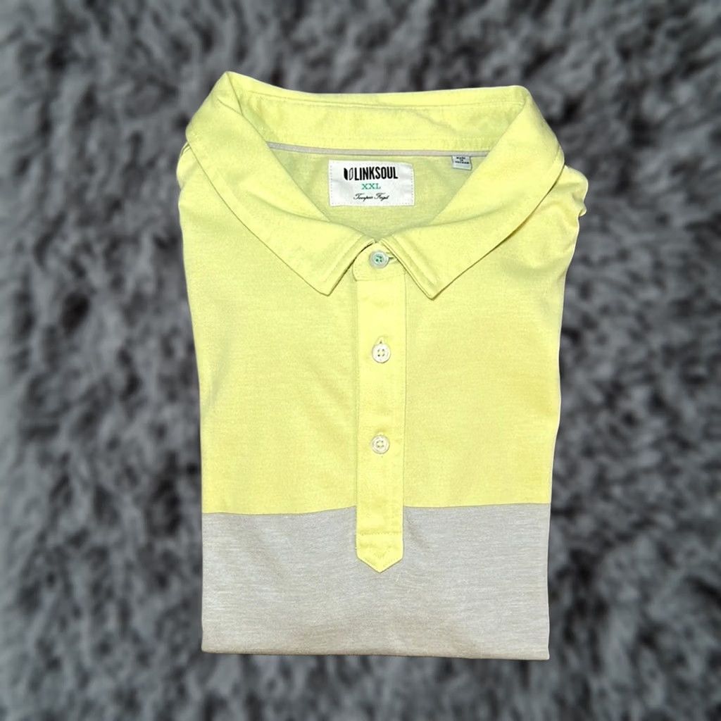 Vintage VINTAGE Linksoul Tempus Fugit Luxury Cotton Golf Polo 2XL Mens Yellow Size US XXL / EU 58 / 5 - 1 Thumbnail