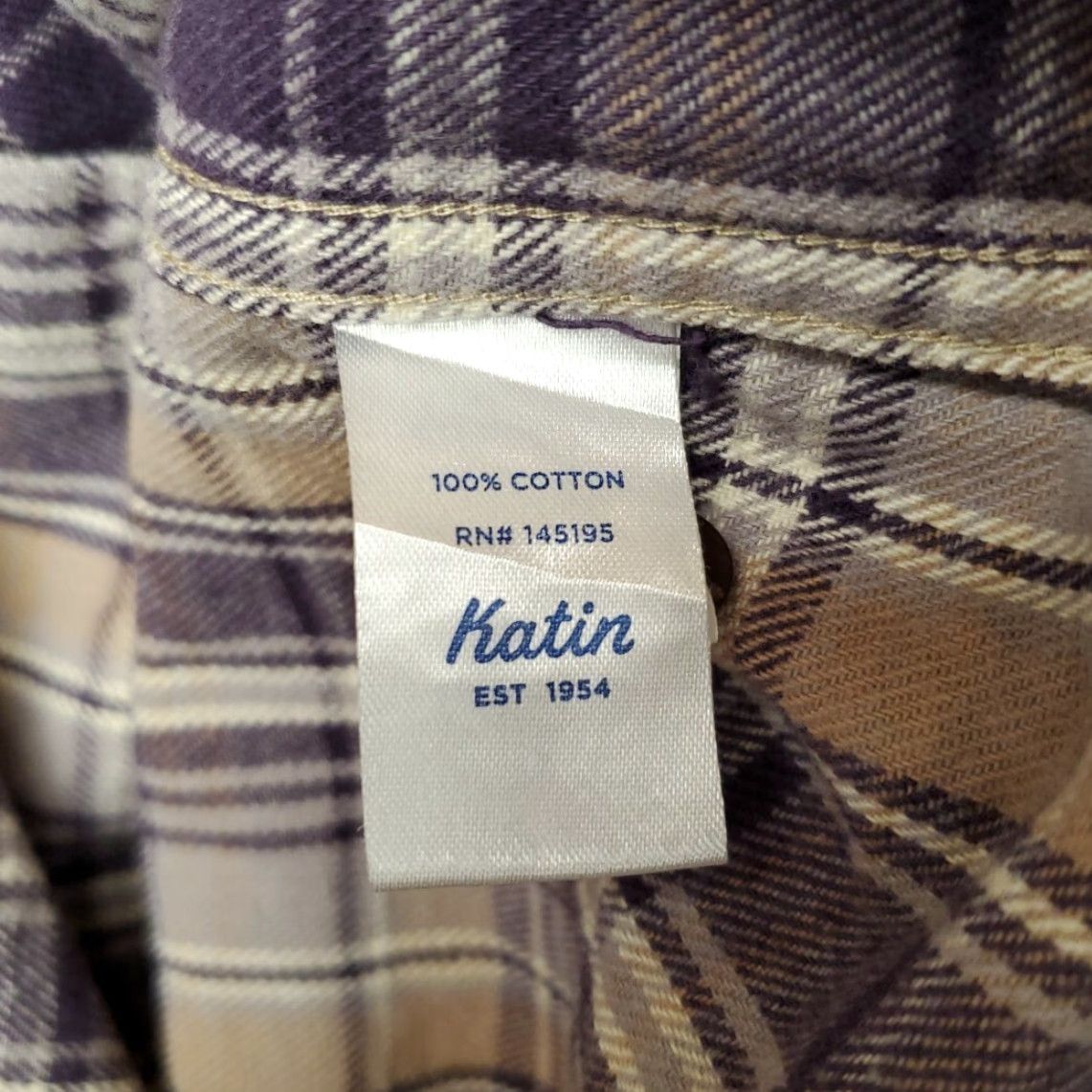 Katin VINTAGE Katin Shirt Mens M Purple Plaid Twill Flannel Long Sleeve 100% Cotton Outdoors Size US M / EU 48-50 / 2 - 5 Thumbnail