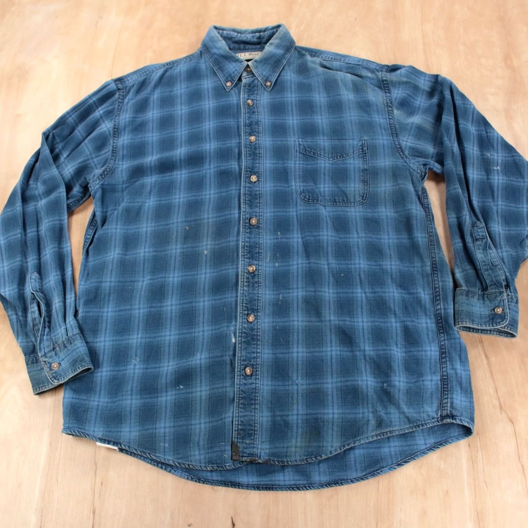 Vintage vtg 90s LL BEAN flannel shirt LARGE TALL cotton plaid checks usa grunge indie Size US L / EU 52-54 / 3 - 2 Thumbnail