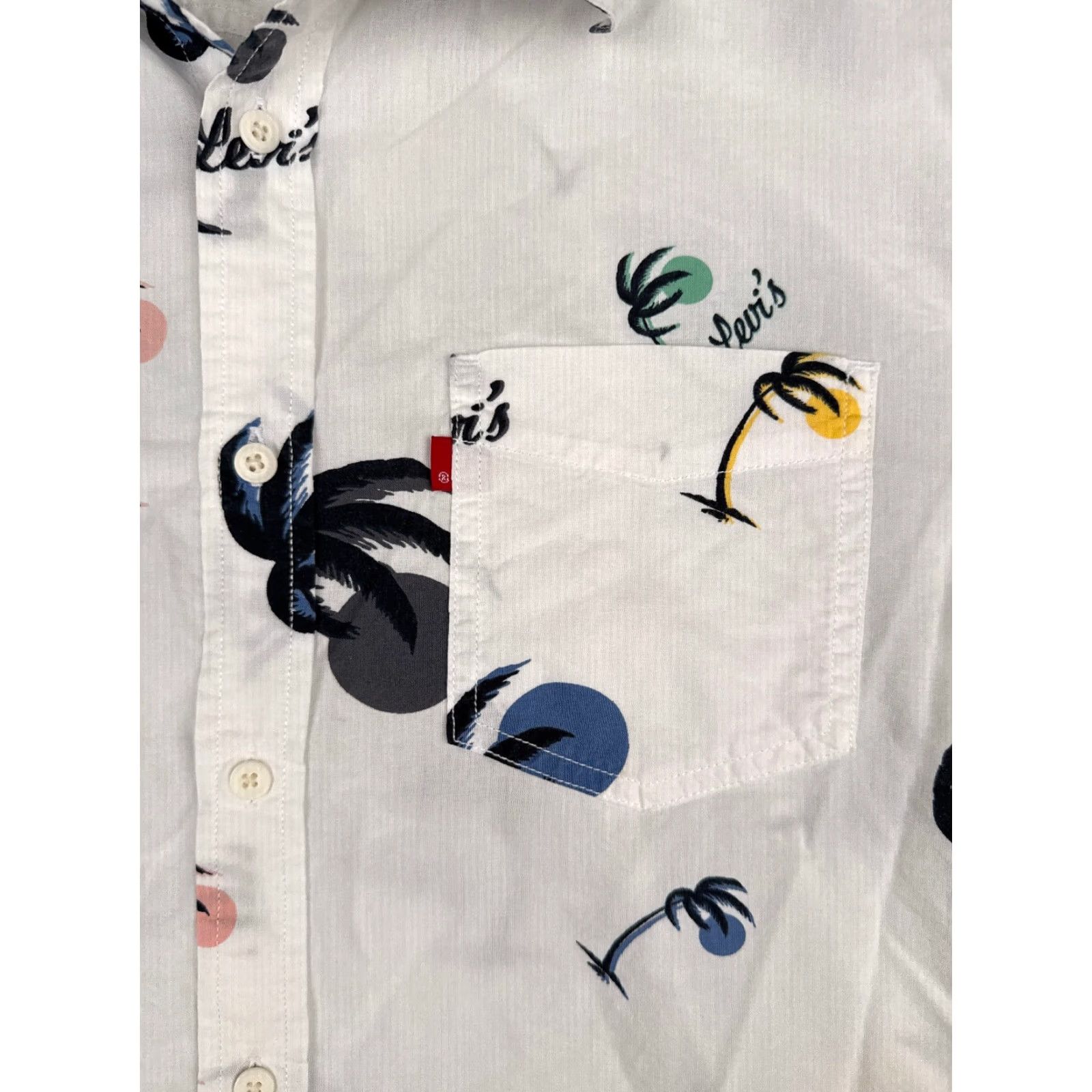 Levi's VINTAGE Levis Shirt Men Extra Large White Palm Tree Sunset Hawaiian Button Up Cotton Size US XL / EU 56 / 4 - 6 Thumbnail