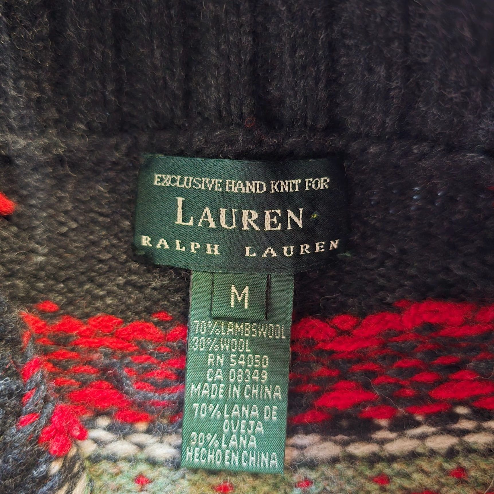 Ralph Lauren VINTAGE Lauren Ralph Lauren Sweater Mens Medium Handknit Wool Fair Isle 1/4 Zip Size US M / EU 48-50 / 2 - 4 Thumbnail