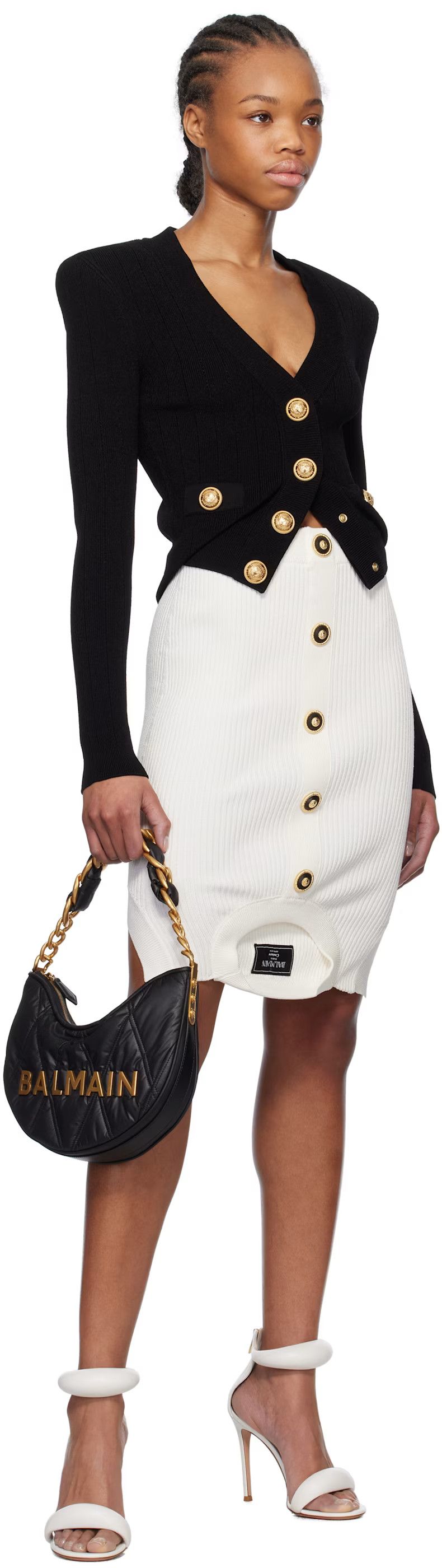 Balmain o1s1wg111225 Rib Knit Blend Miniskirt in White Size 30" / US 8 / IT 44 - 5 Thumbnail