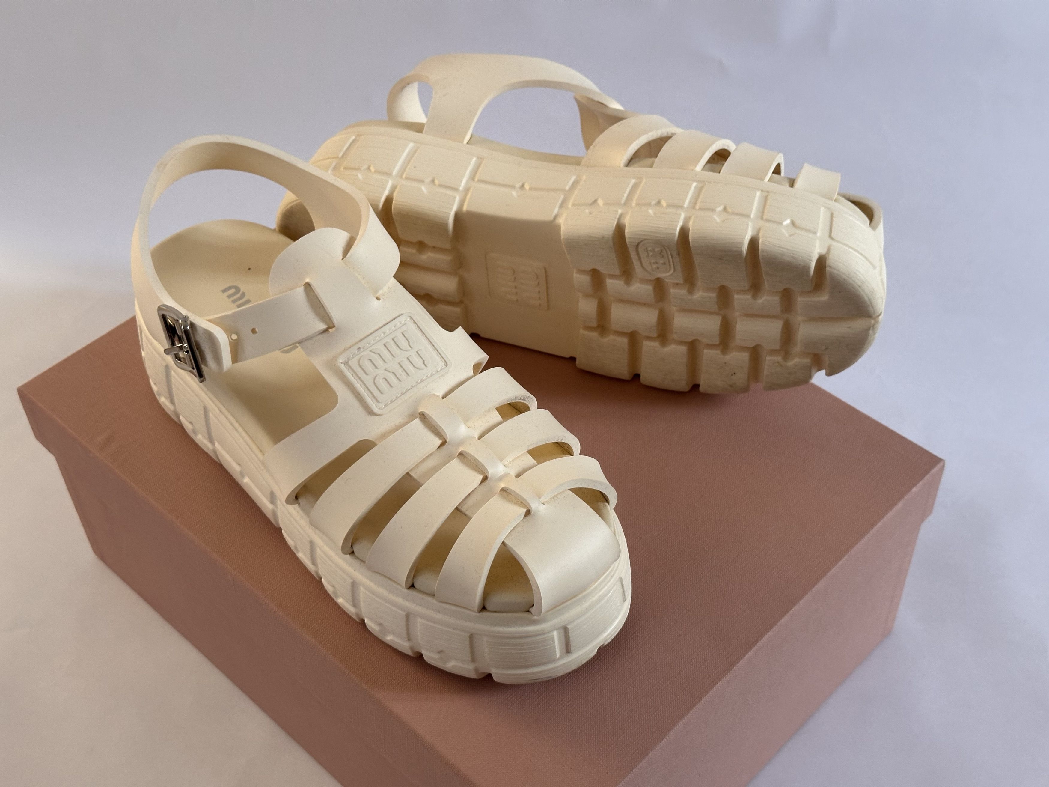 Miu Miu Miu Miu cream platform sandals Size US 9 / IT 39 - 2 Thumbnail