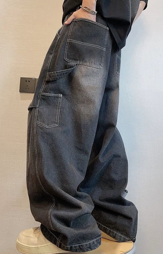 Japanese Brand × Vintage Outdoor retro washed pleated baggy carpenter jeans pants Size US 30 / EU 46 - 2 Thumbnail