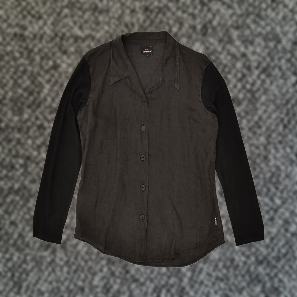 Superga SUPERGA Womens Shirt Medium Black Colourblock Flax LT01 Size M / US 6-8 / IT 42-44 - 1 Thumbnail