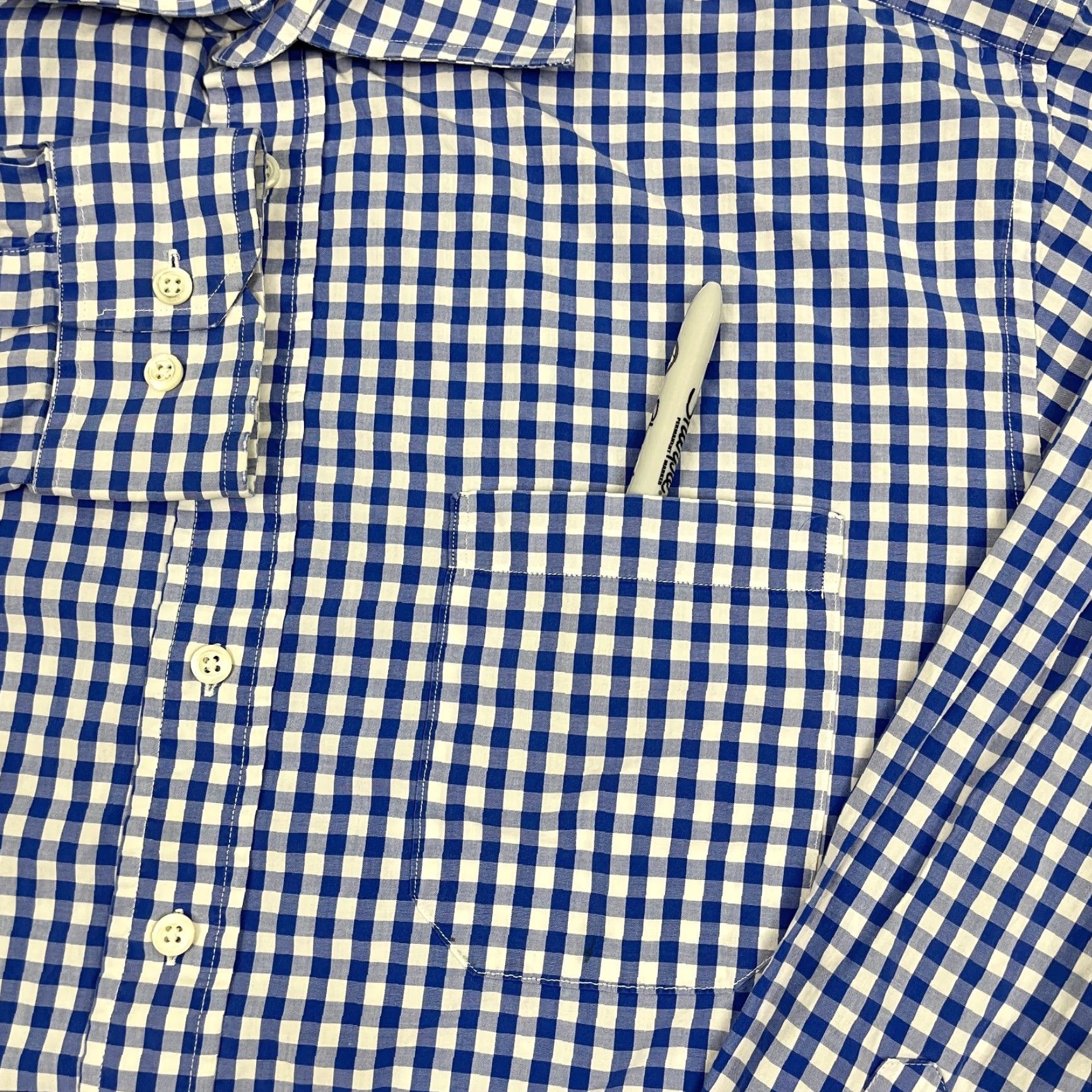 Paul Stuart Paul Stuart Shirt Mens 16.5 R White Blue Gingham Check Dress Button Up Canada Size 46R - 7 Thumbnail