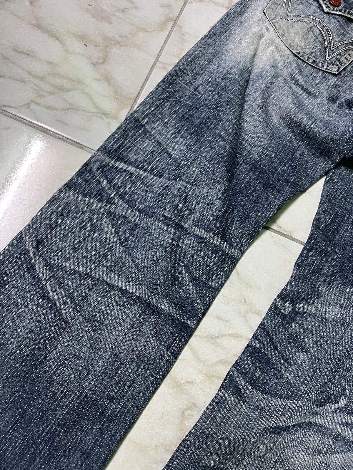 Edwin × If Six Was Nine × Japanese Brand VINTAGE EDWIN 503 BLUE TRIP DISTRESS JEAN Size US 31 - 11 Thumbnail
