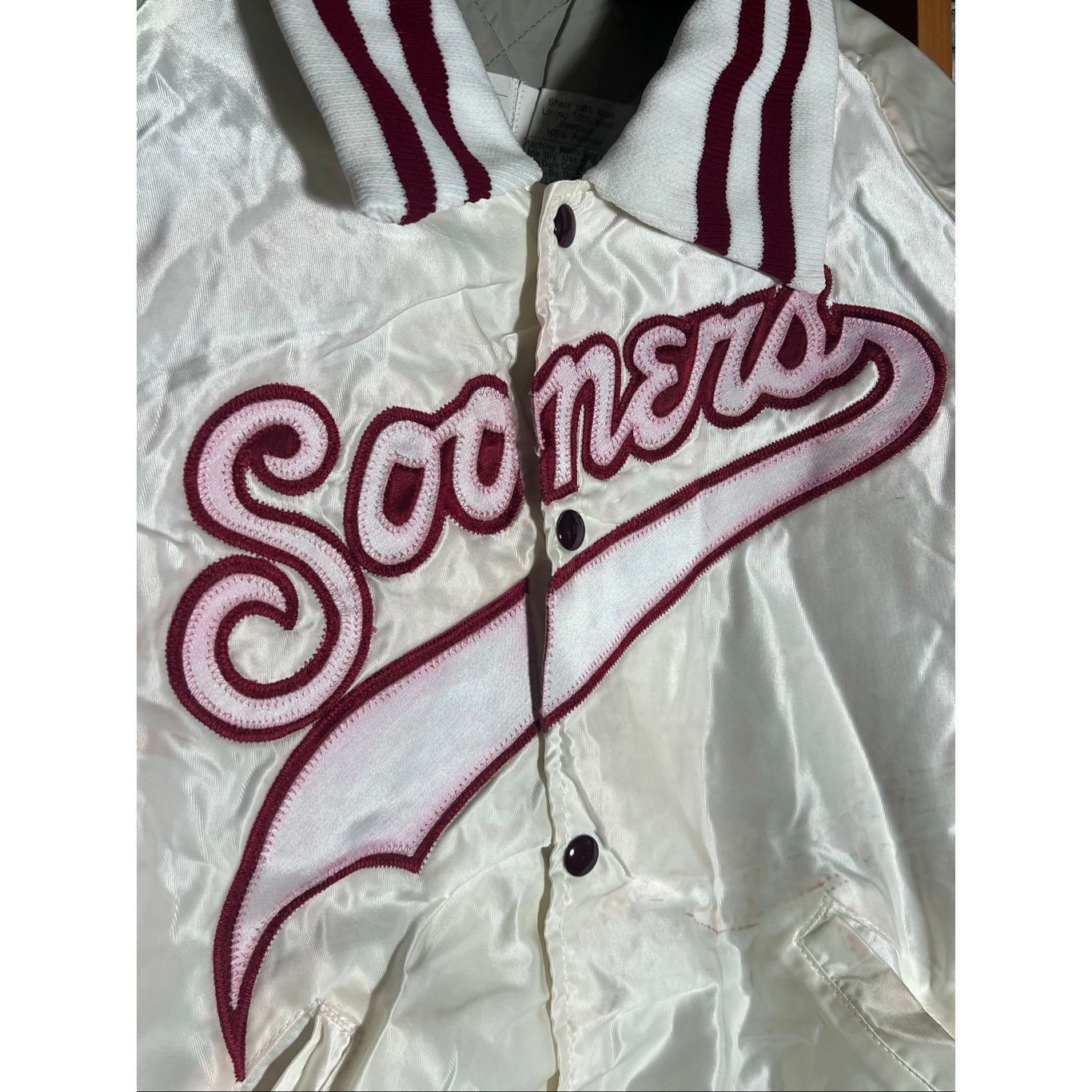 Delong Vintage 80s Oklahoma Sooners University Satin Bomber Jacket Size US XL / EU 56 / 4 - 2 Thumbnail