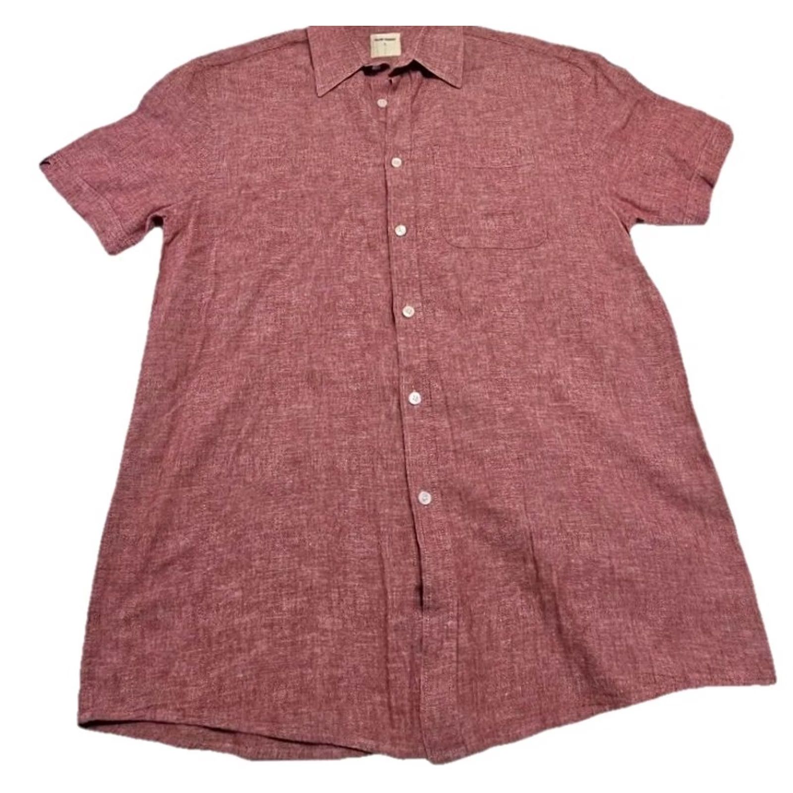 Vintage Samuel Windsor Linen/Cotton Shirt Mens L Heathered Red Short Sleeve Button Down Size US L / EU 52-54 / 3 - 2 Thumbnail