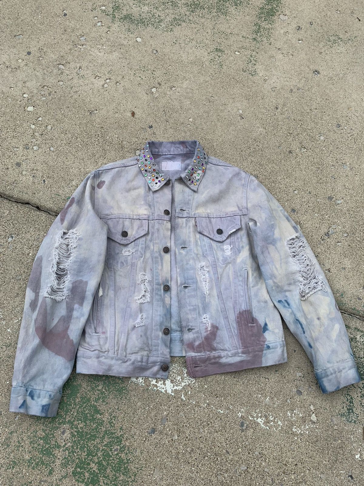 Levi's Sample 003 - Secret Color Distressed Denim Jacket Size US S / EU 44-46 / 1 - 2 Thumbnail