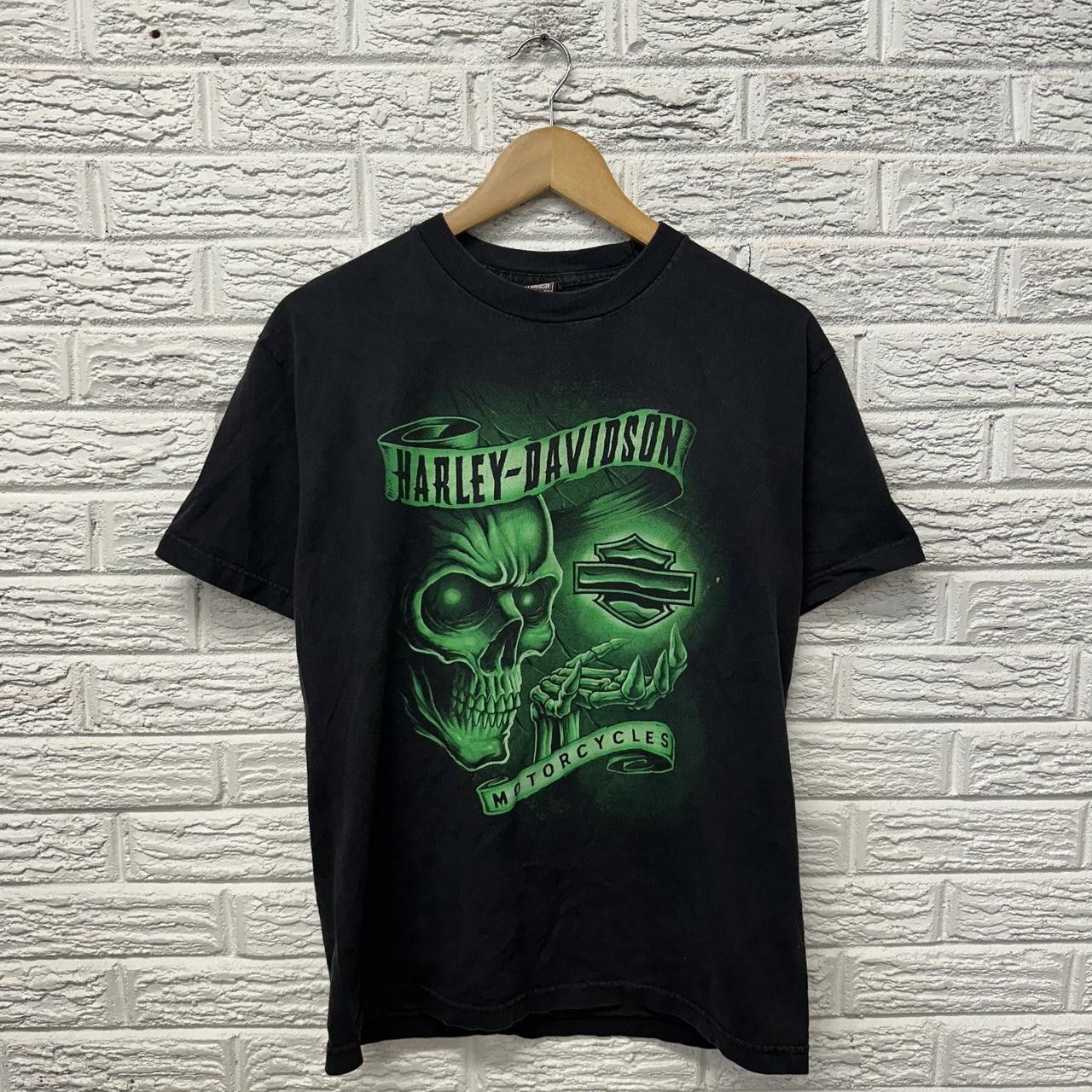 Harley Davidson × Vintage Y2K Harley Davidson Skull Shirt Black and Green Medium Size US M / EU 48-50 / 2 - 1 Thumbnail