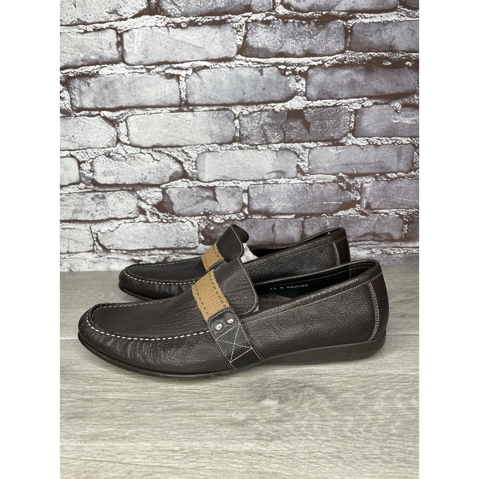 Donald Pliner Donald J. Pliner Brown Leather Slip On Casual Driving Shoes Size US 11 / EU 44 - 14 Thumbnail
