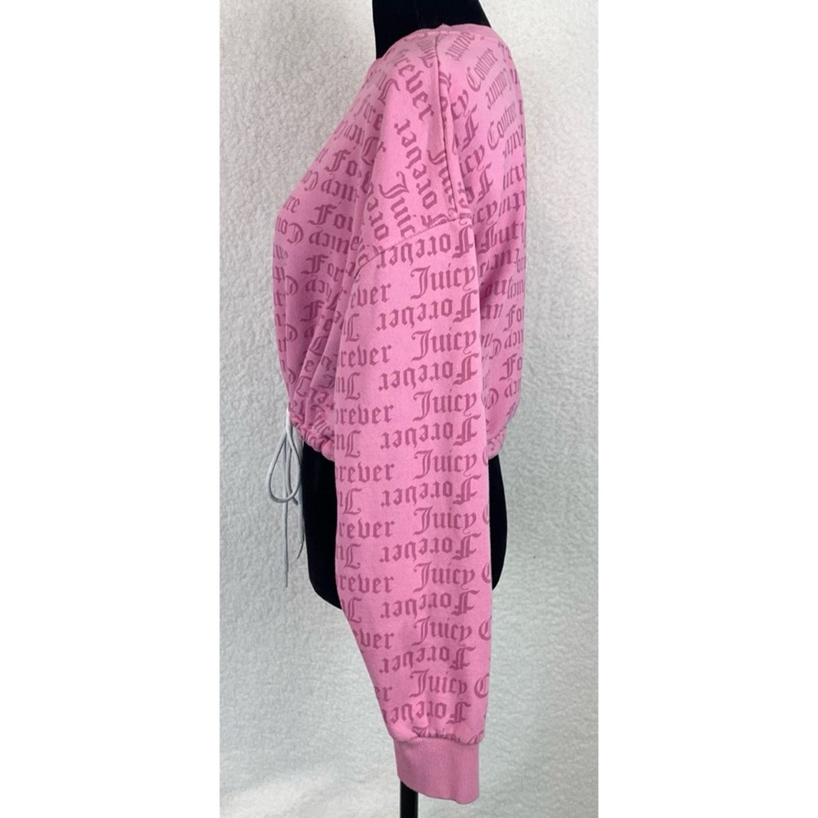 Juicy Couture JUICY COUTURE x F21 • Pink Logo Print Cropped Tie Sweatshirt Size M / US 6-8 / IT 42-44 - 7 Thumbnail