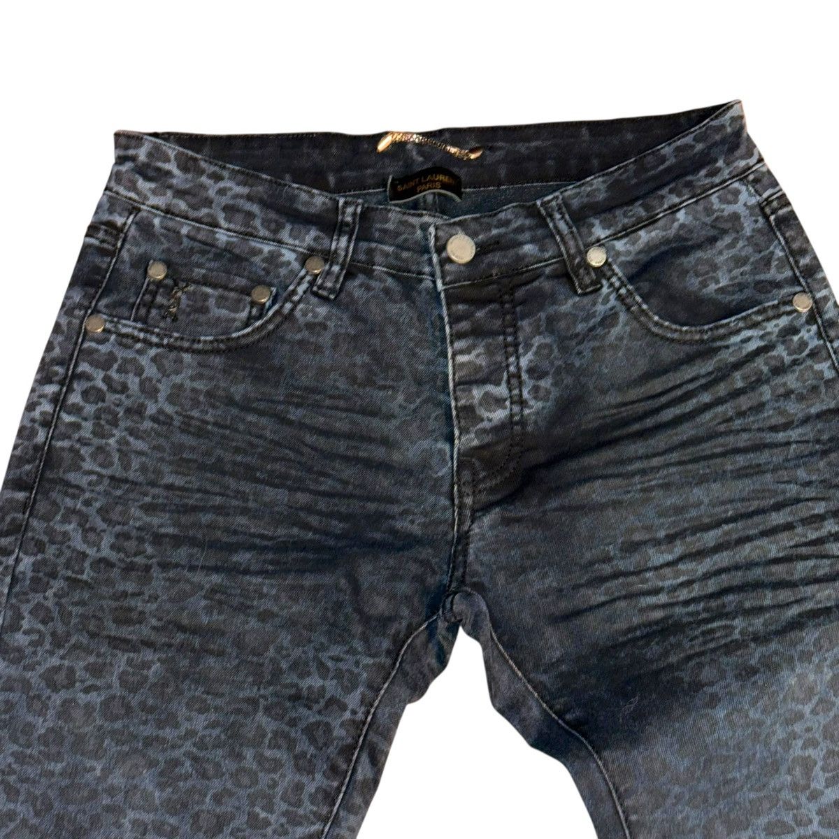 Saint Laurent Paris Saint Laurent Paris black leopard print jeans Size 31" - 2 Thumbnail