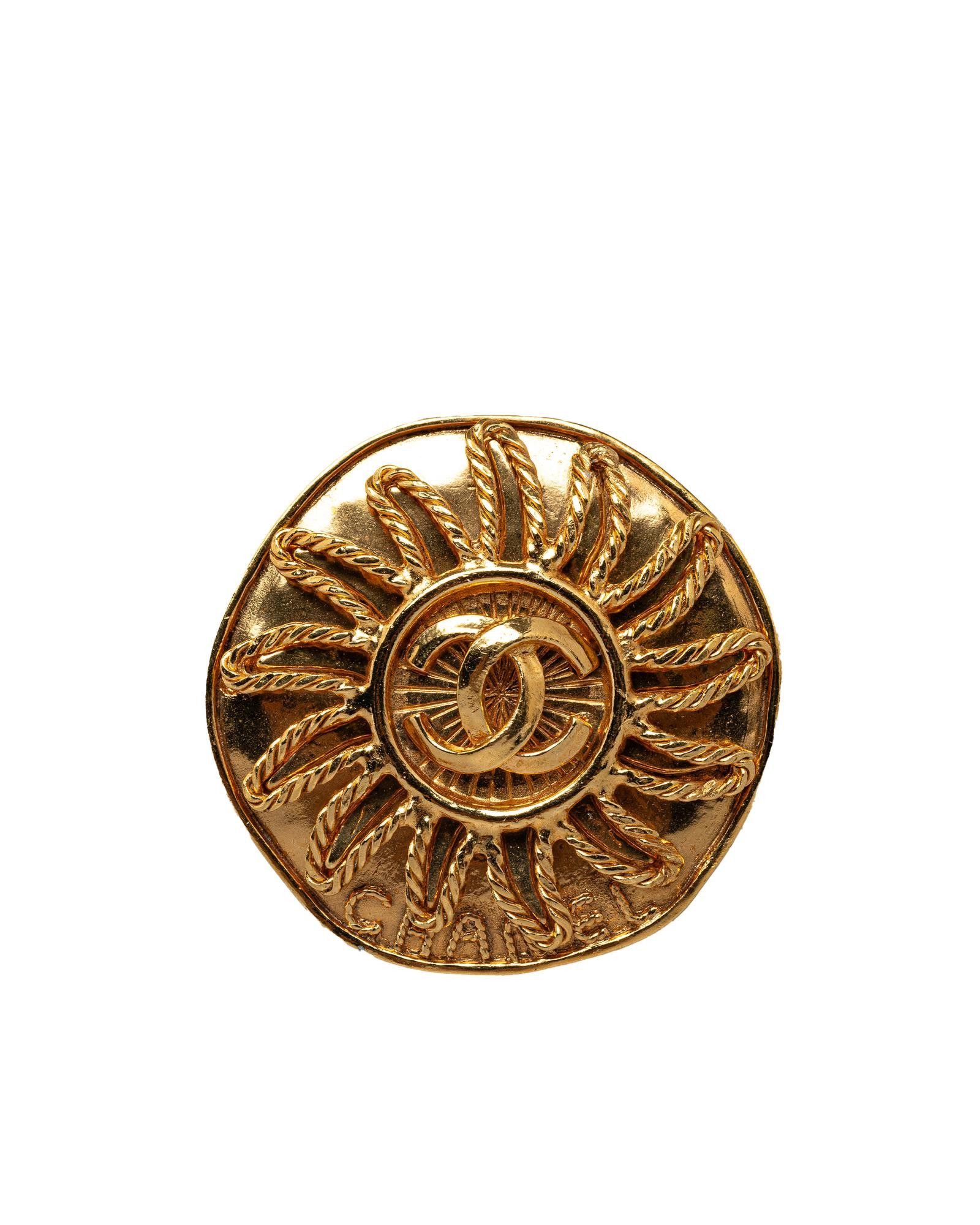 image of Chanel Gold-Tone Brooch With Pin Closure, Women's