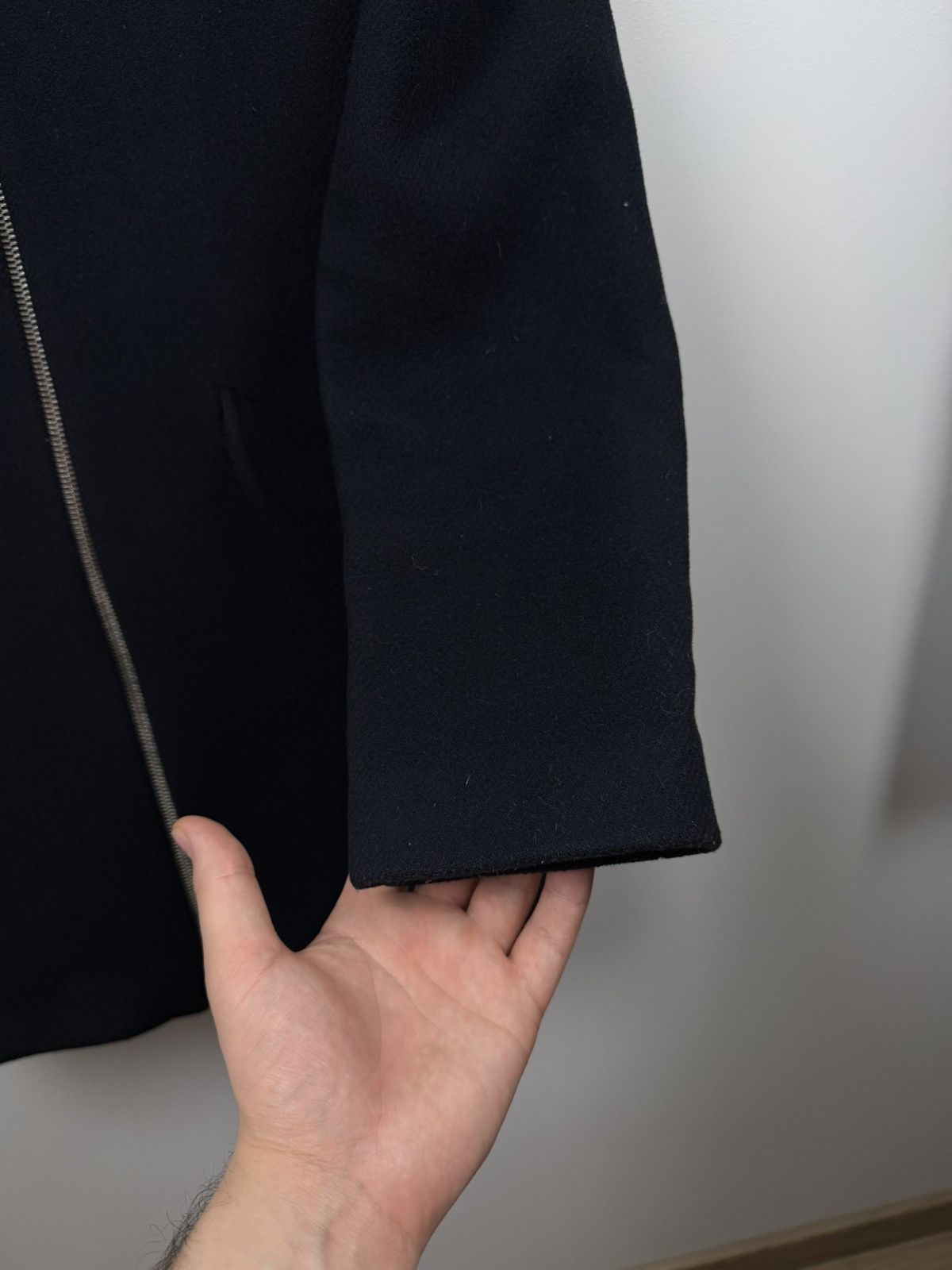 Sandro Sandro Long Black Wool Coat Fur Size M / US 6-8 / IT 42-44 - 7 Thumbnail