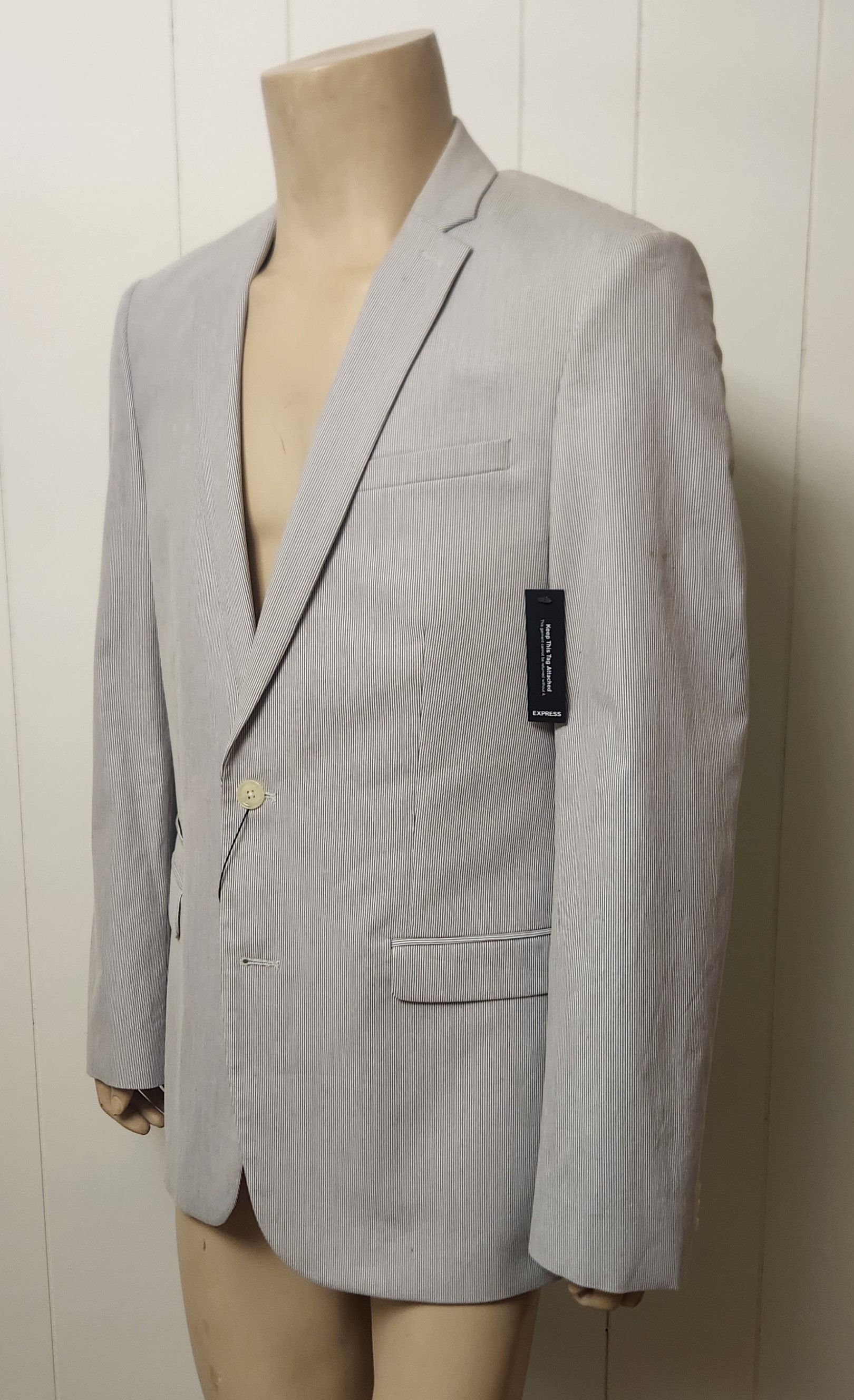 Express NWT sport coat 42L Express cotton seersucker stripe Size 42L - 2 Thumbnail