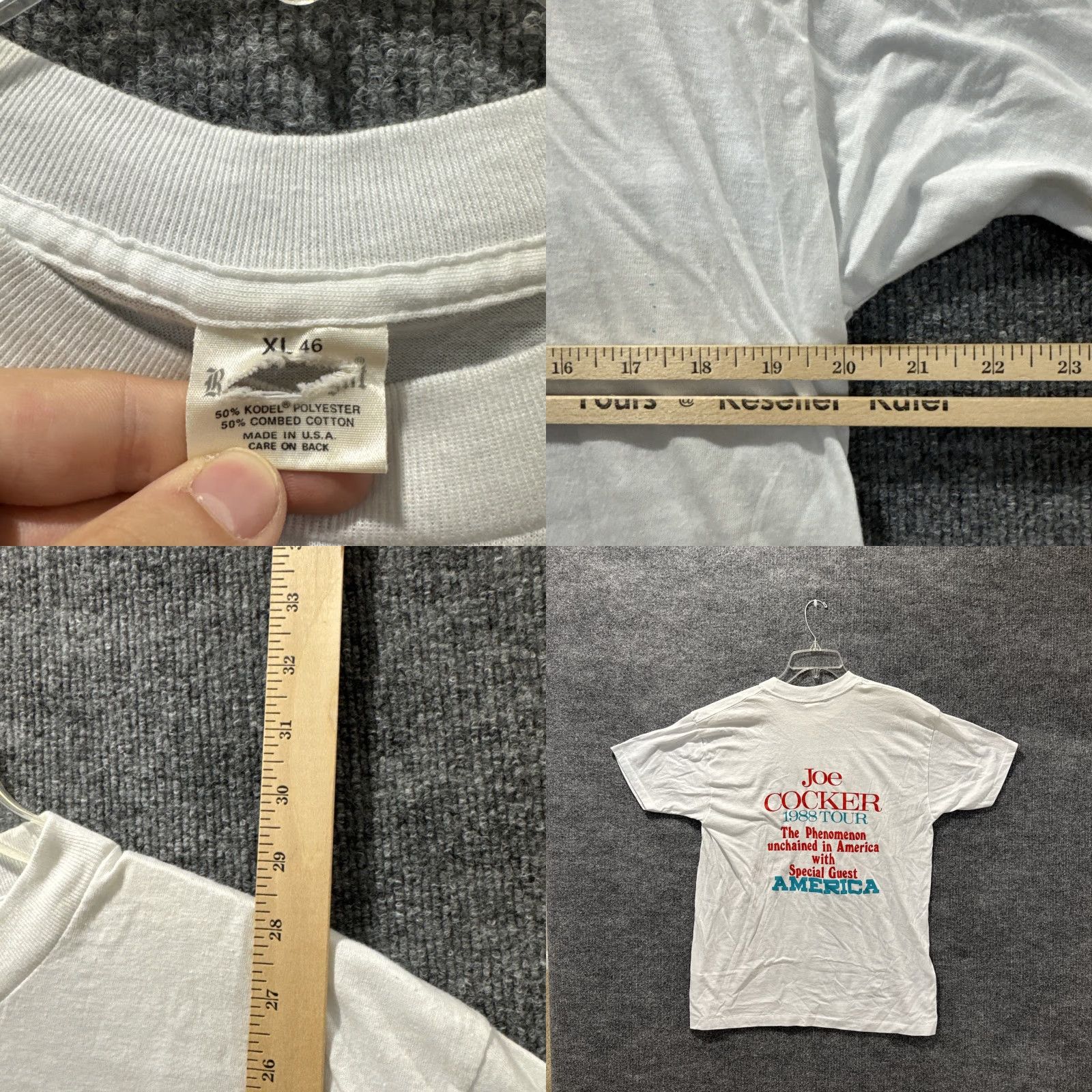 Vintage VINTAGE Joe Cocker The Phenomenon Unchained 1988 Tour T-Shirt XL White Mens 80s RARE Size US XL / EU 56 / 4 - 8 Thumbnail