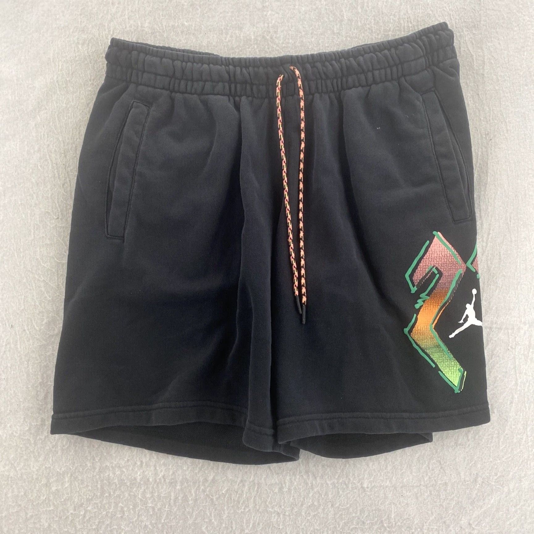 Nike VINTAGE Nike Air Jordan Retro Sweat Shorts Mens Large White 90s Jumpman Activewear Size US 33 - 2 Thumbnail