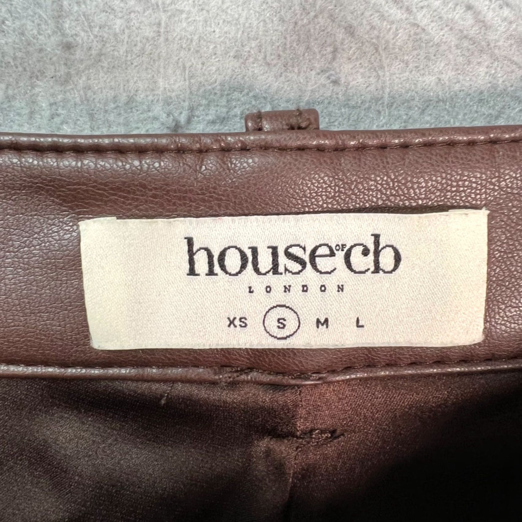House of CB HOUSE OF CB Womens Small Faux Leather Brown Straight Leg Pants London Designer Pants Size 28" / US 6 / IT 42 - 3 Thumbnail