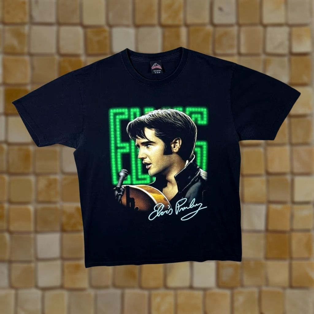 Vintage VINTAGE Rock Tees Elvis Presley Rock N Roll Music Graphic Black T-Shirt XL Mens Shirt Graphic Print Front Back 00s Size US XL / EU 56 / 4 - 1 Thumbnail