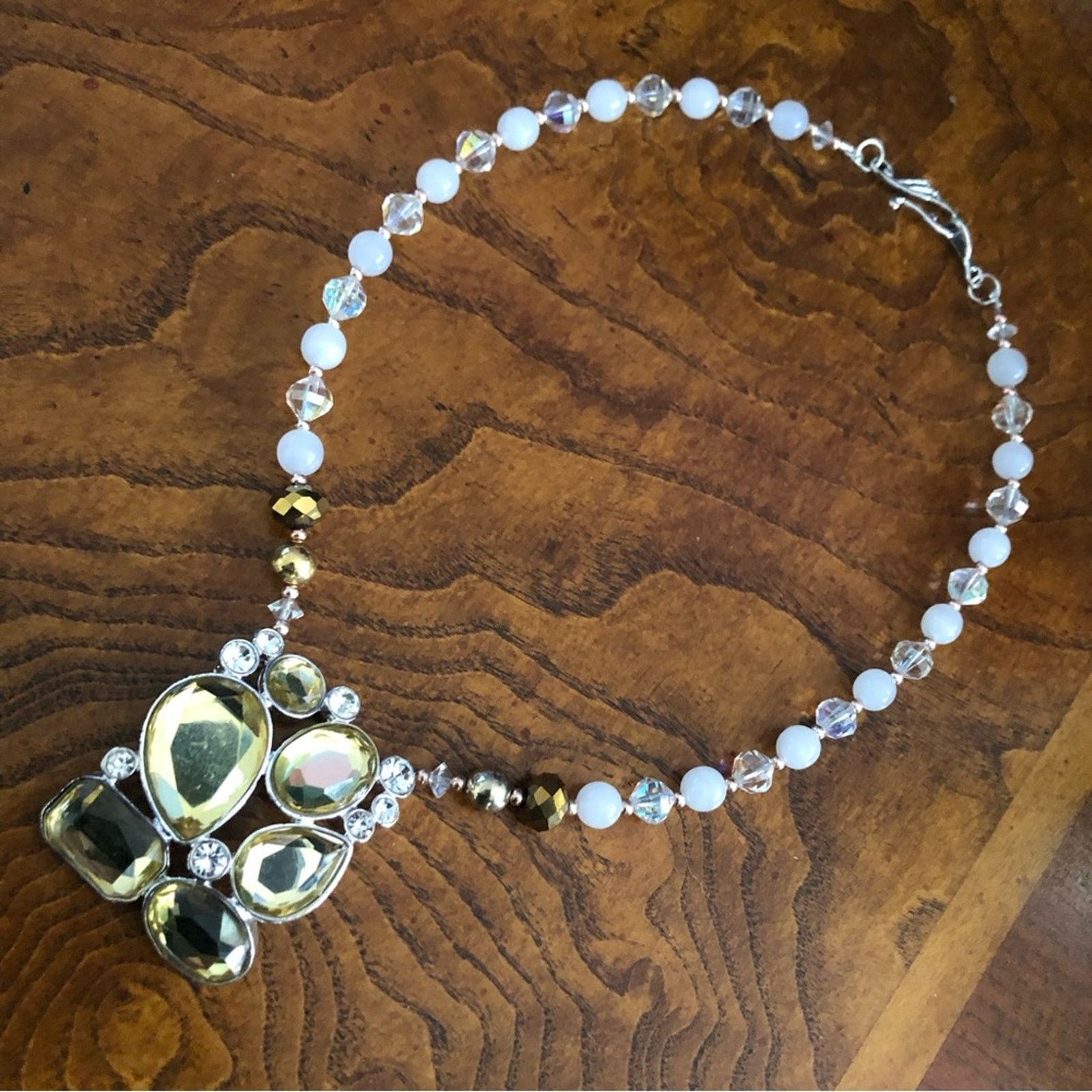 Handmade Handcrafted large saffron crystal quartz stone necklace Size ONE SIZE - 7 Thumbnail