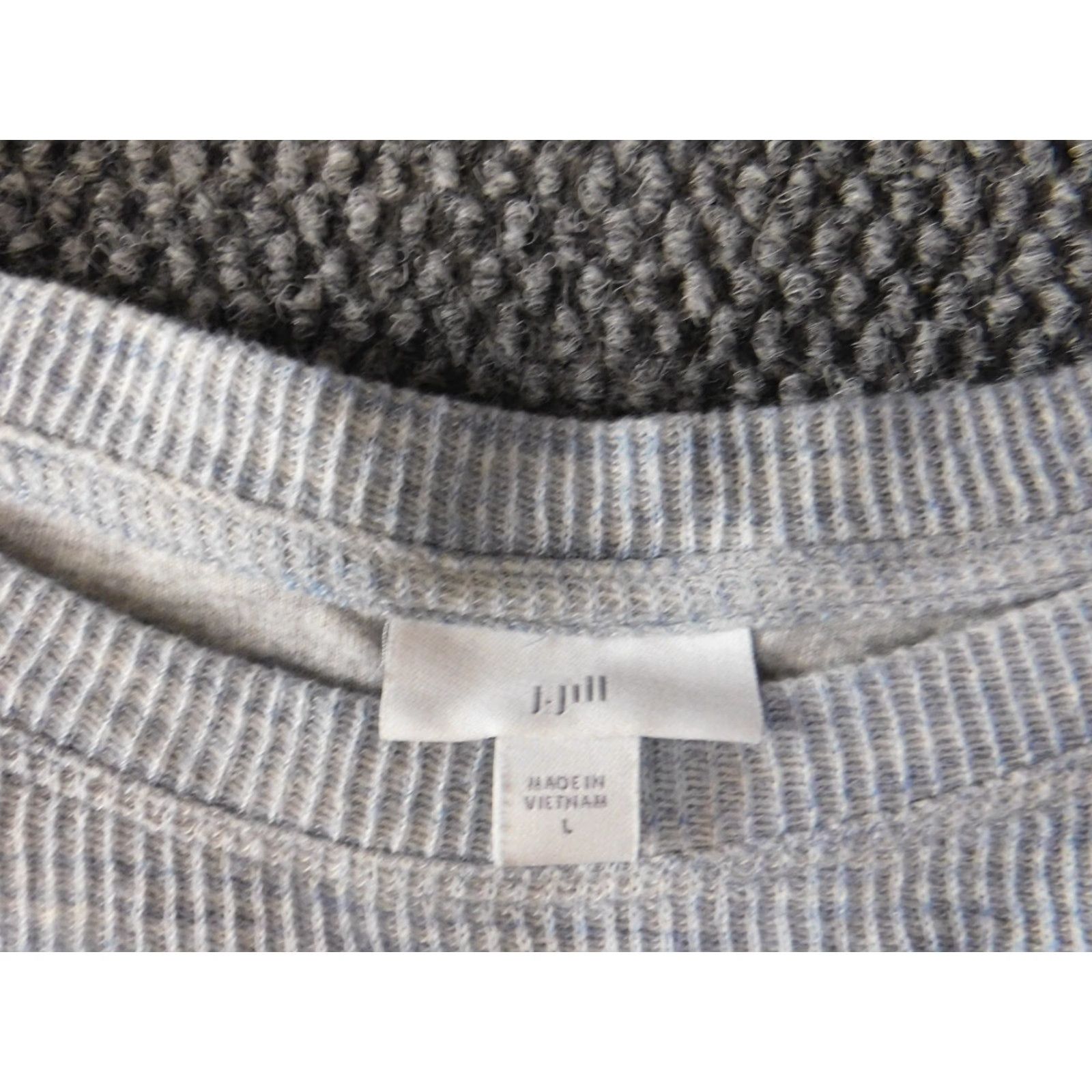 J. Jill J Jill Sweater Large Blue Womens Pullover Crewneck Stretch Classic Cuffed Knit Cable-Knit Long Sleeve Raglan Sleeve Button Closure Size L / US 10 / IT 46 - 5 Thumbnail