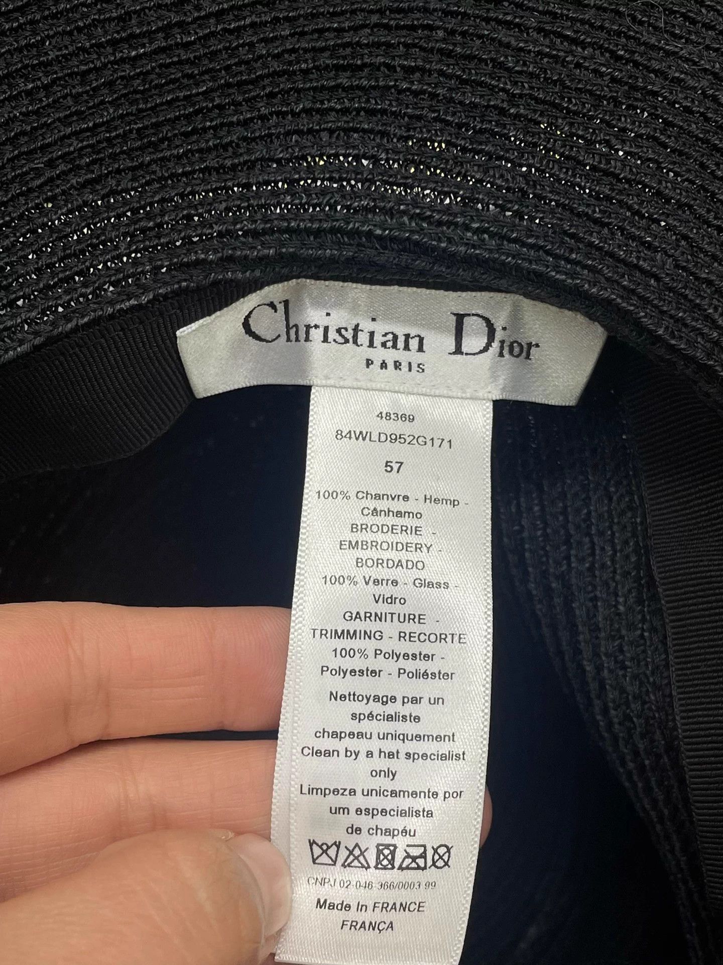 Dior Dior Black Stud Logo Straw Hat 57 New All Seasons Size ONE SIZE - 5 Thumbnail