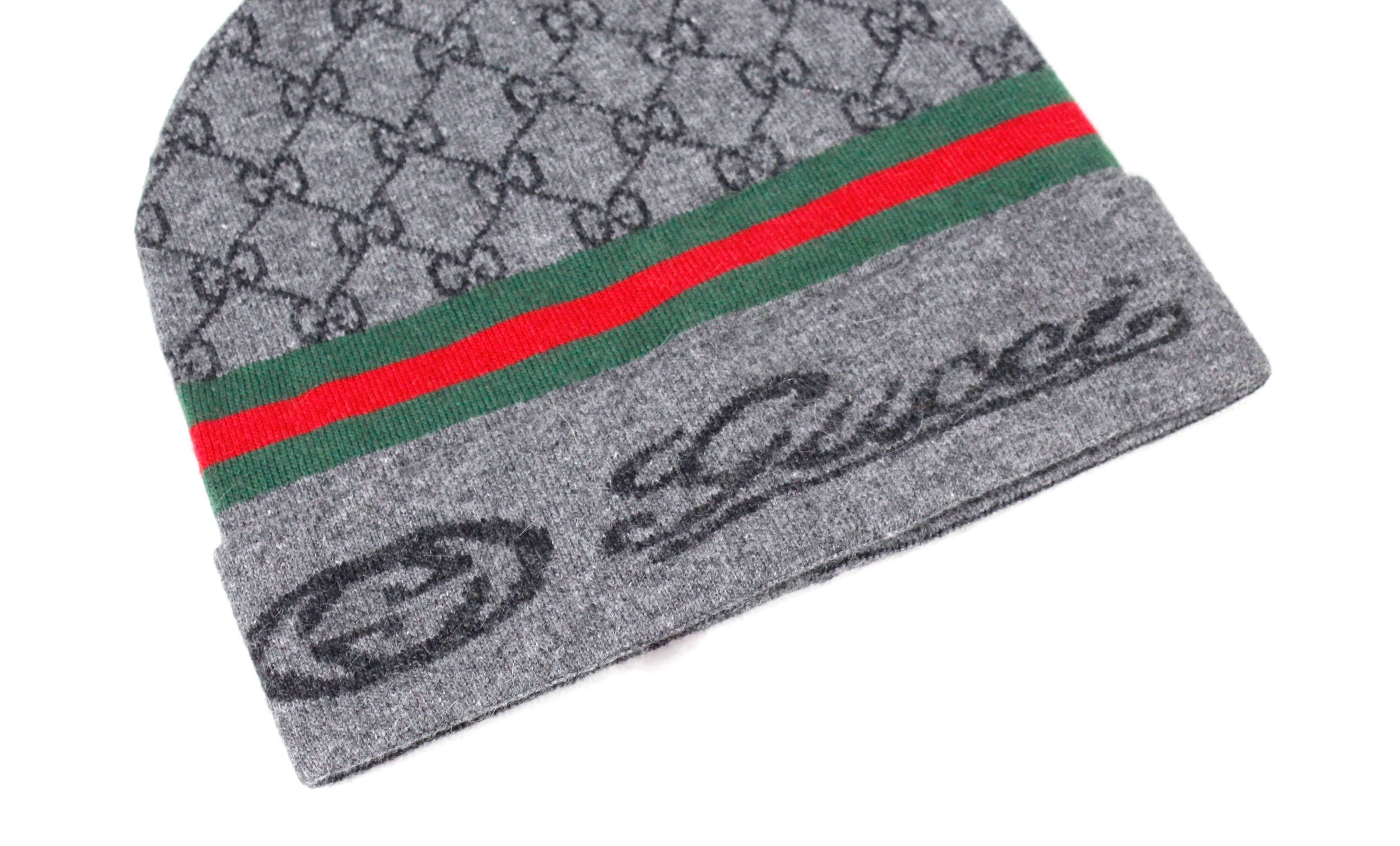 Gucci Gucci Monogram Logo Interlocking Cashmere Wool Beanie Hat Size ONE SIZE - 2 Thumbnail