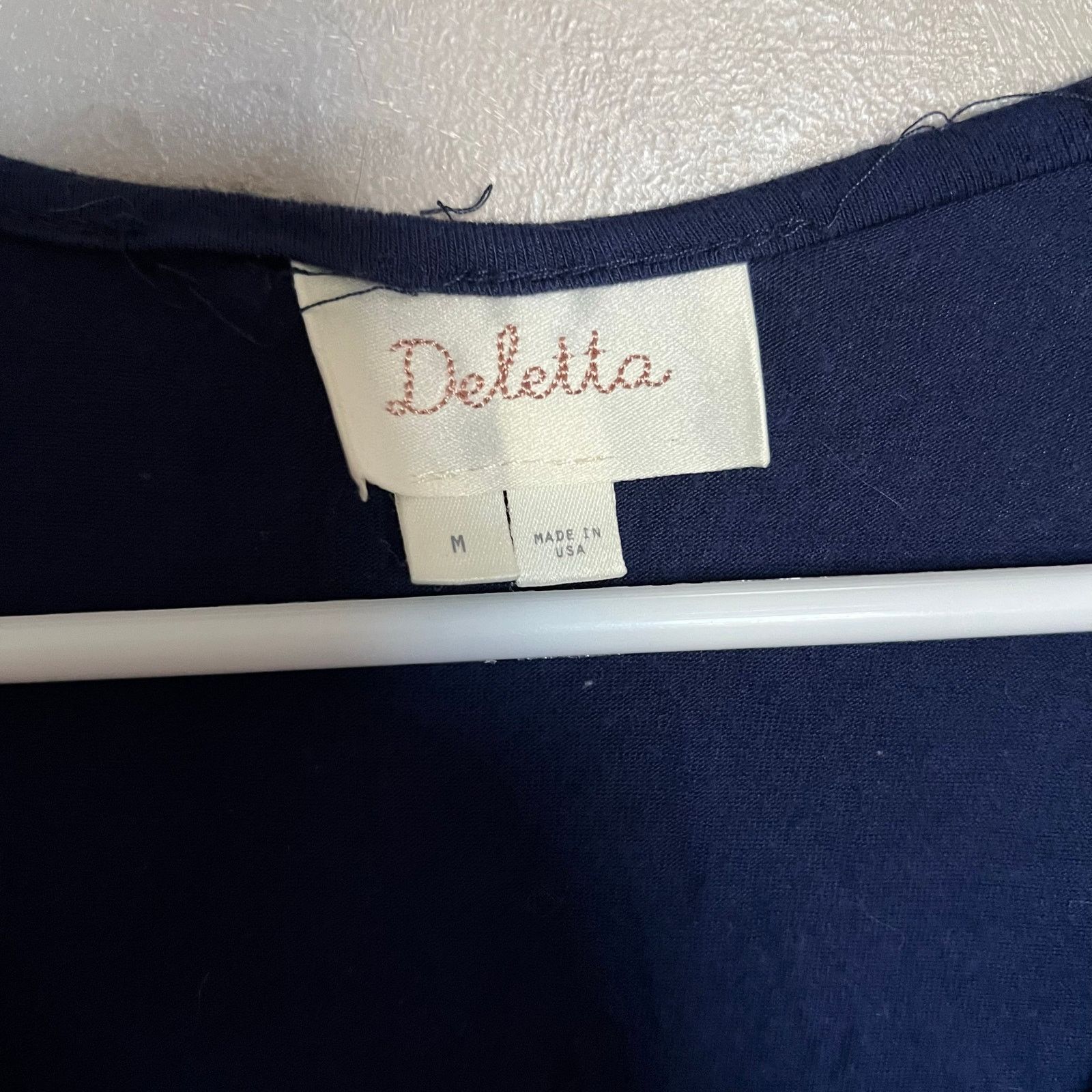 Anthropologie Anthro Deletta Janie Jersey Dress Blue Motif White Medium Size M / US 6-8 / IT 42-44 - 5 Thumbnail