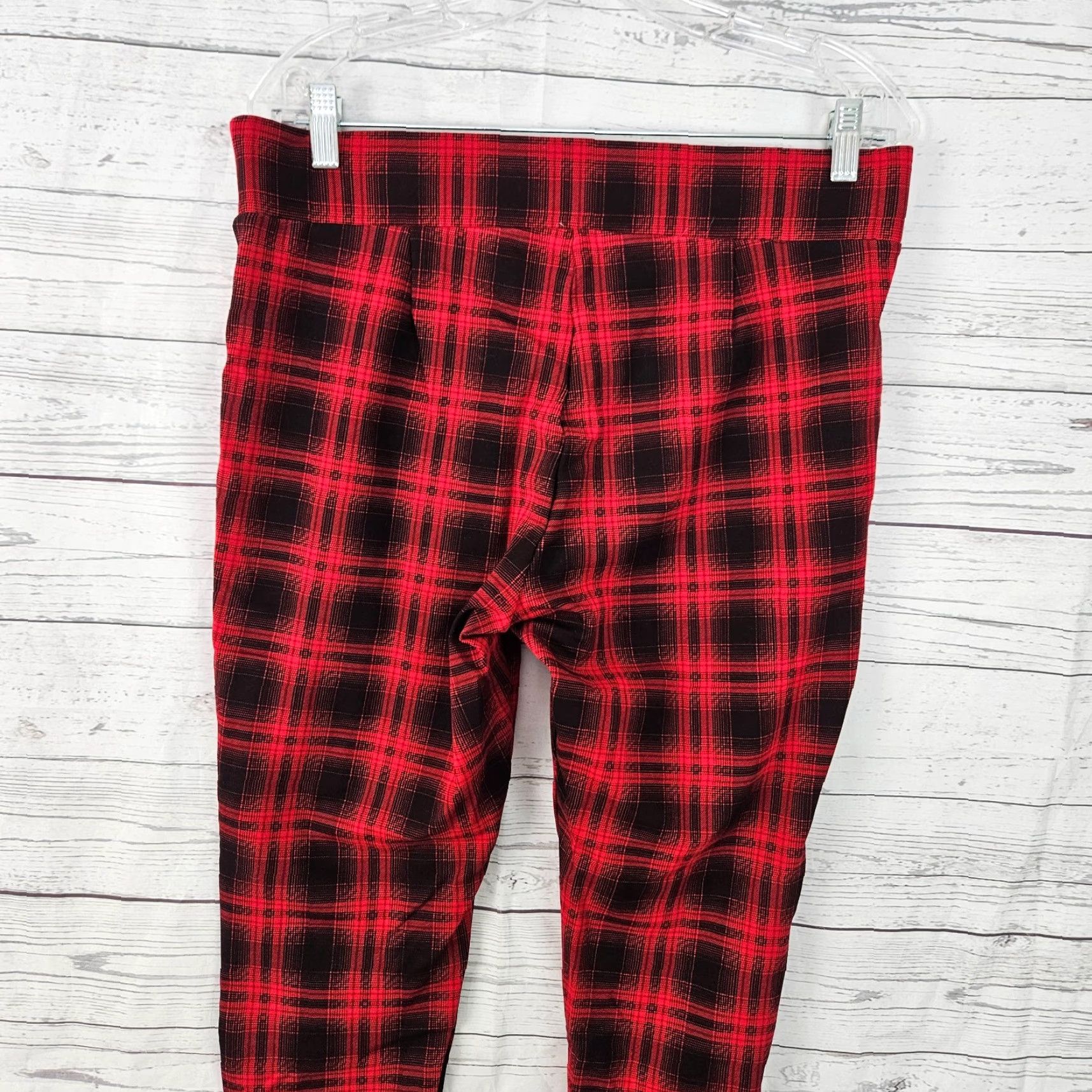 Loft VINTAGE LOFT? Ann Taylor LOFT Womens Leggings Cropped Size L Red Plaid Mid Rise Size 36" / US 14 / IT 50 - 4 Thumbnail