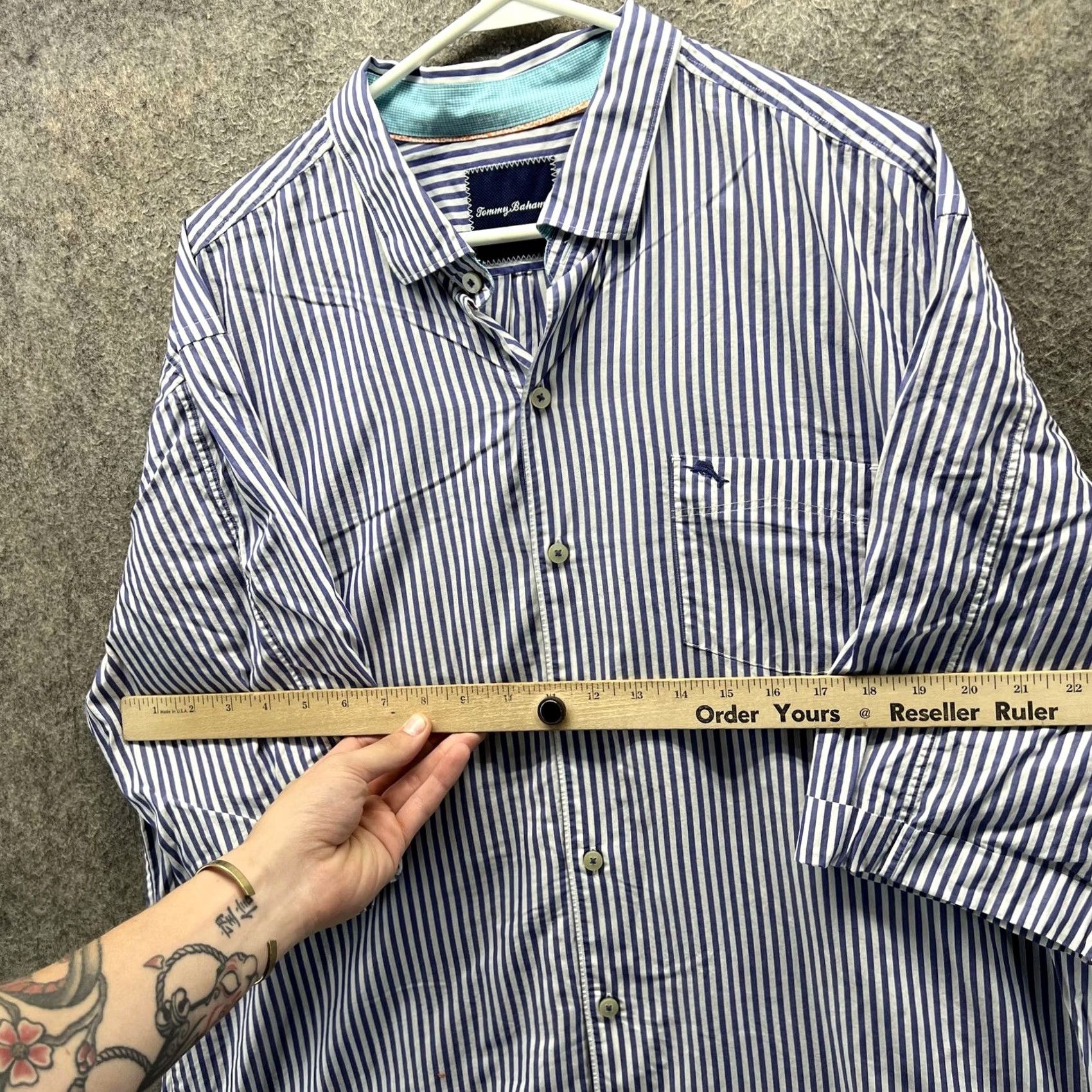 Tommy Bahama Tommy Bahama Shirt Mens XL Blue White Stripe Pima Cotton Short Sleeve Button-Up Casual Size US XL / EU 56 / 4 - 5 Thumbnail